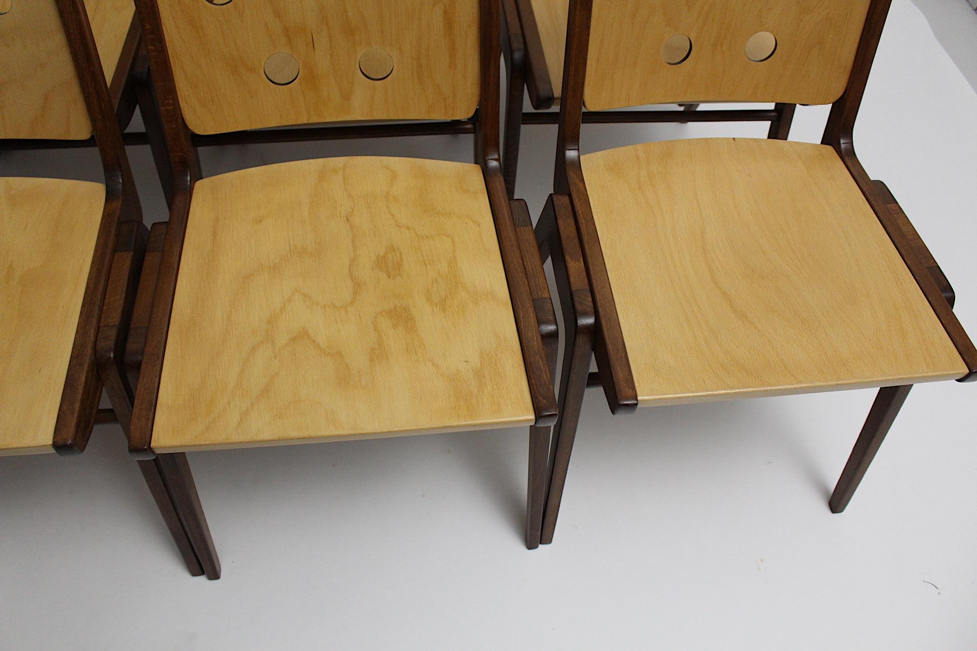 Sonderangebot Mid Century Modern Vintage Sechs Esszimmerstühle Franz Schuster im Zustand „Gut“ im Angebot in Vienna, AT