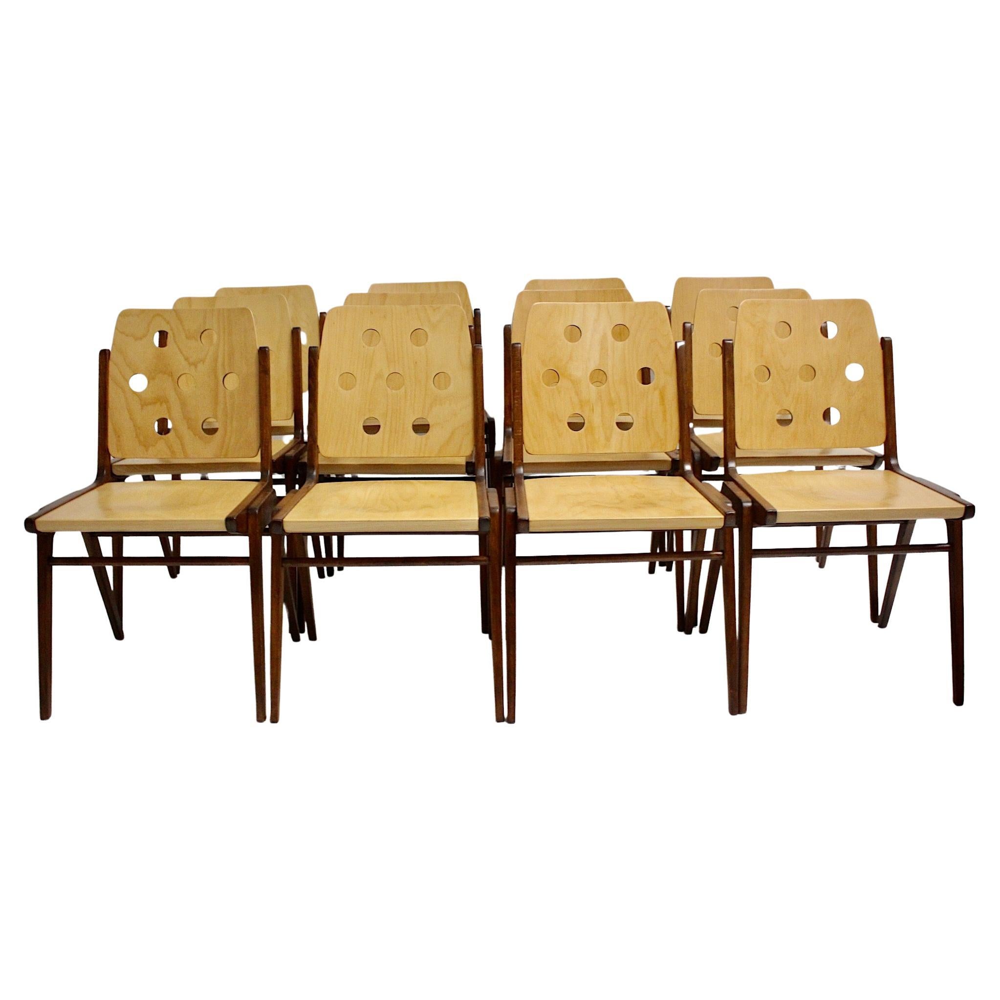 Sonderangebot Mid Century Modern Vintage Sechs Esszimmerstühle Franz Schuster im Angebot