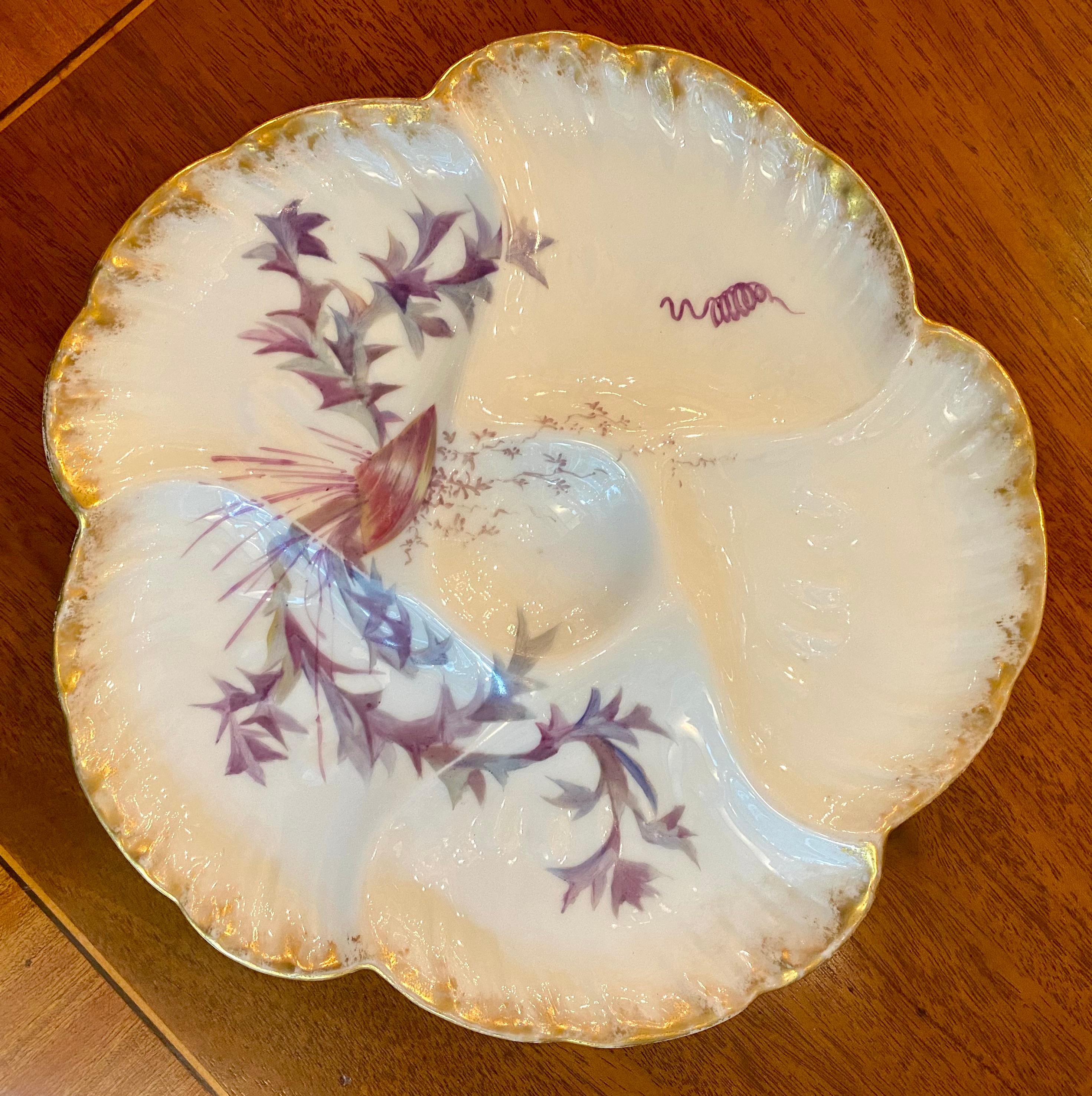 French *Special Listing* Pair Antique Oyster Plates Sold Together for a Client.