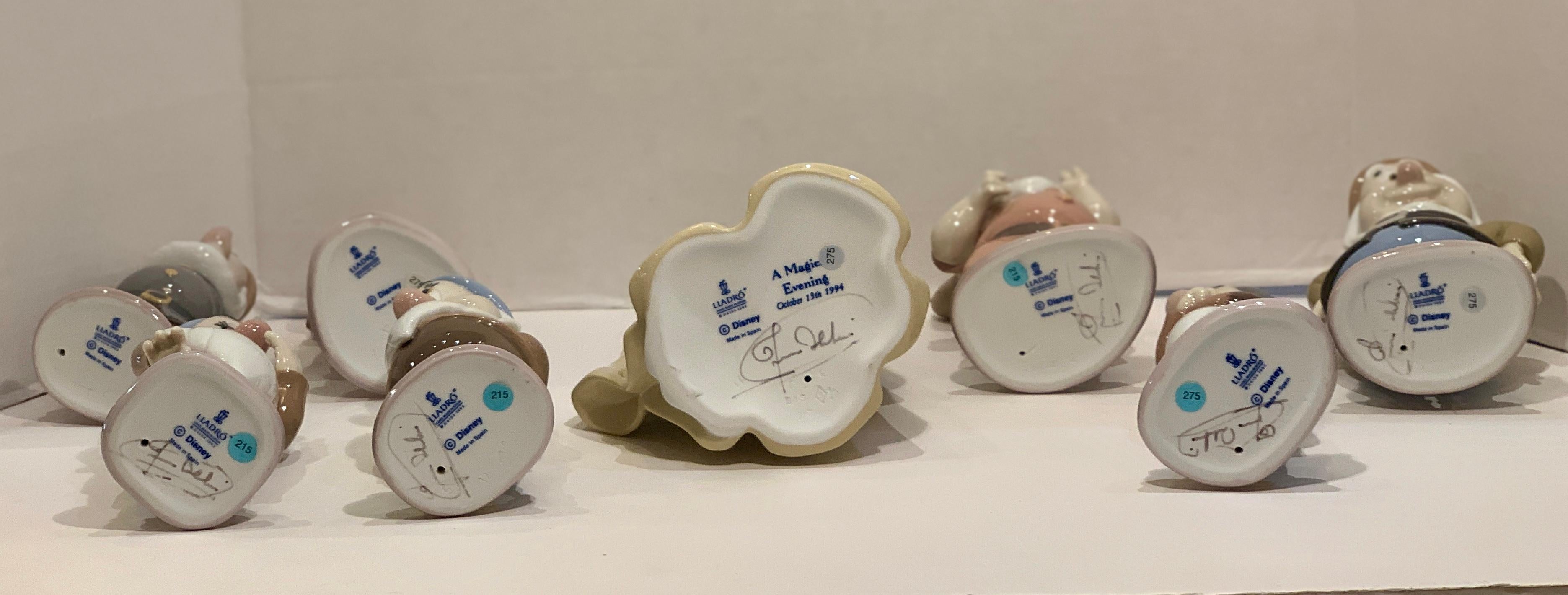 Late 20th Century Special Lladro Snow White and the Seven Dwarfs Limited Edition Signed Figurines