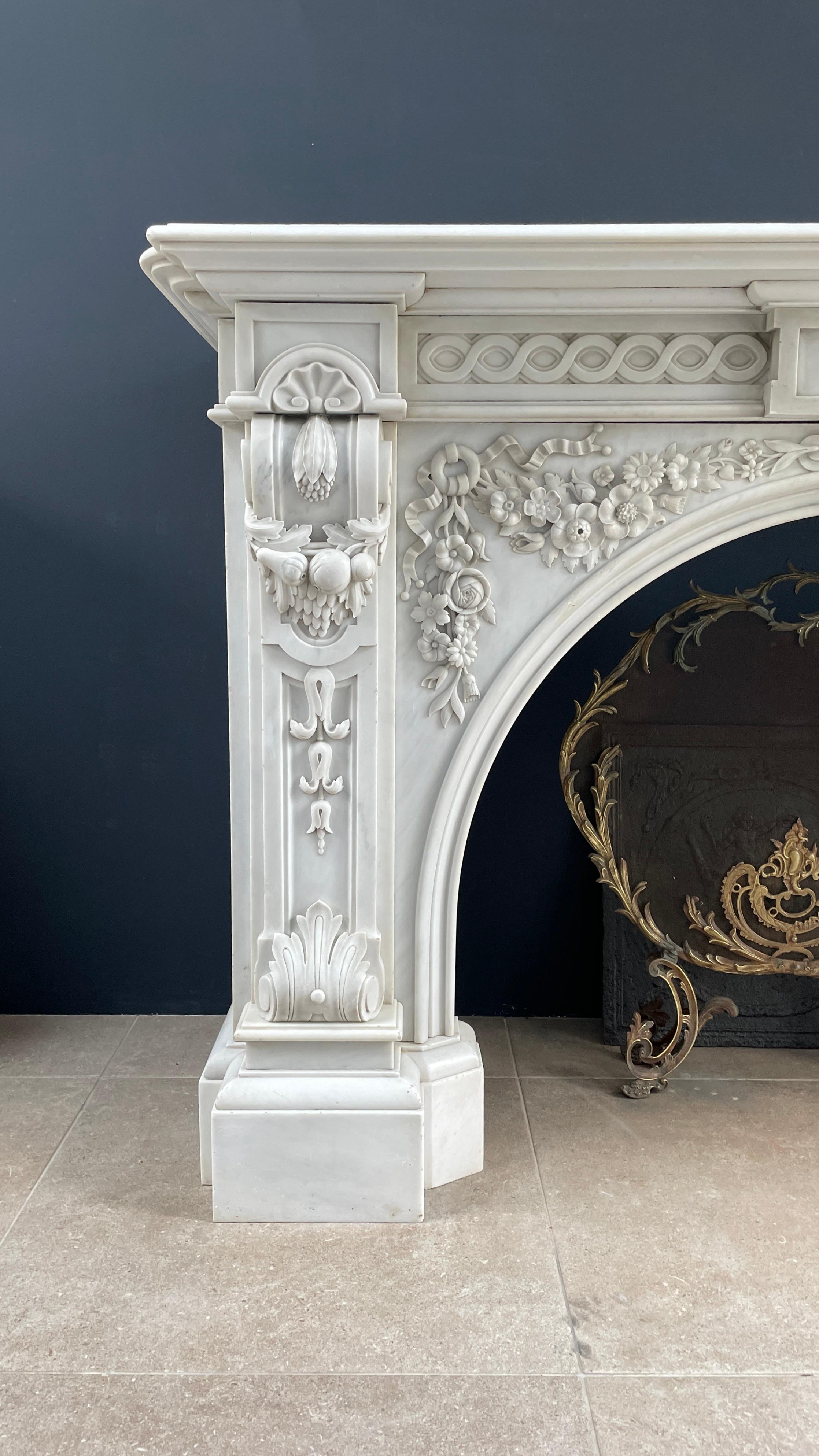Special Luxury French Antique Circulation Fireplace Carrara Marble 11