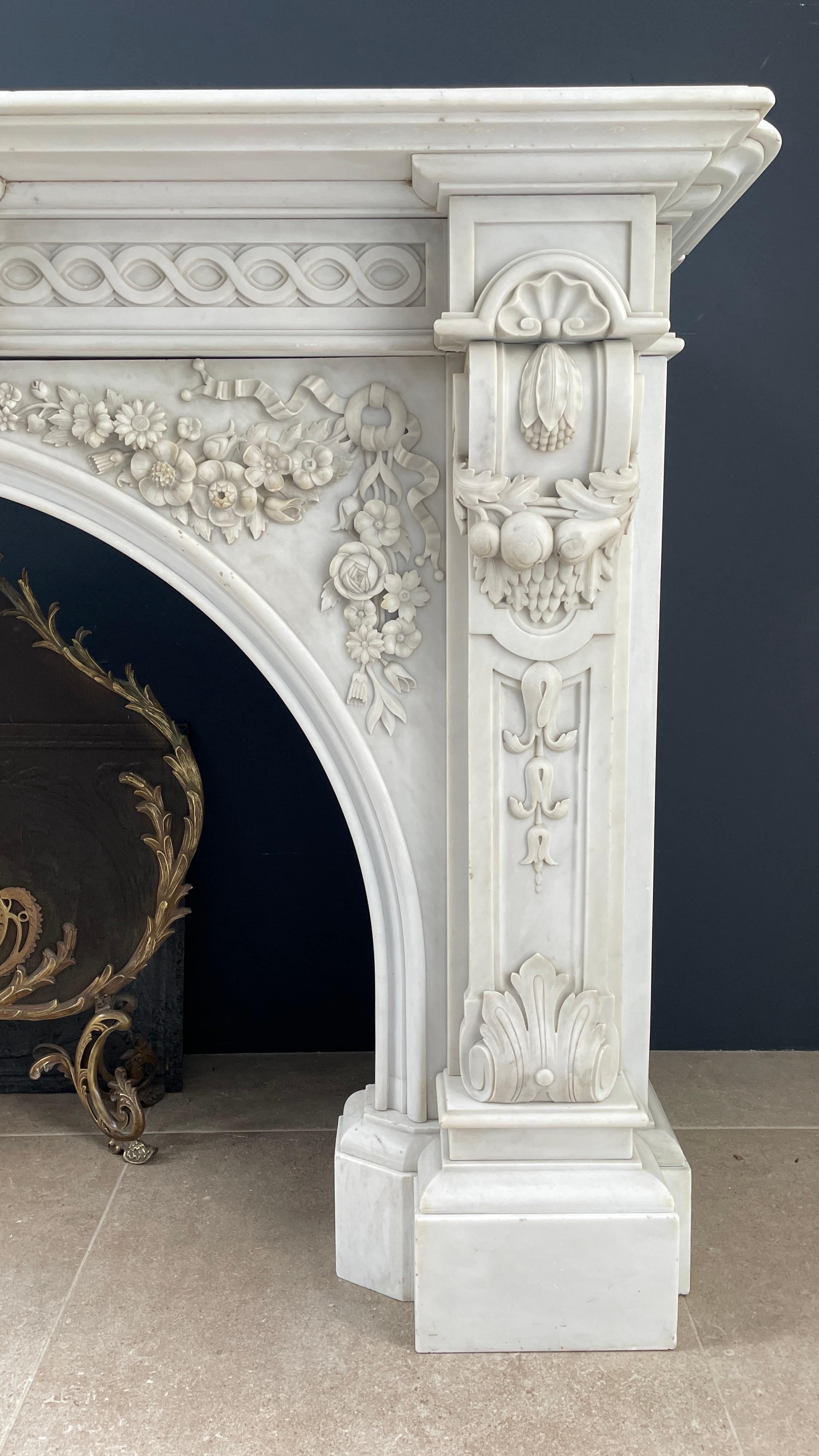 Louis XV Special Luxury French Antique Circulation Fireplace Carrara Marble