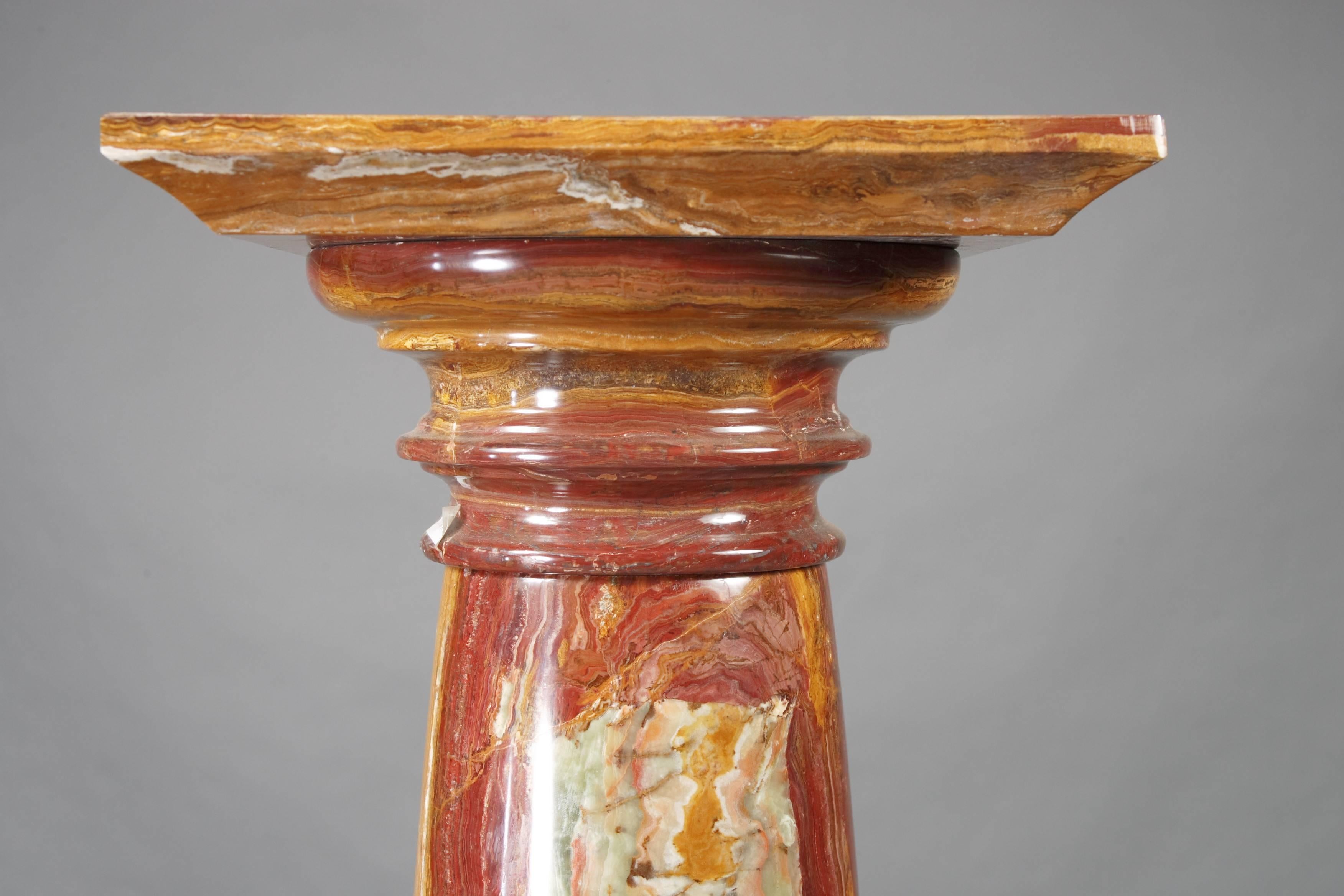 German Special Marble Column in Biedermeier Style, Red Onyx Marble