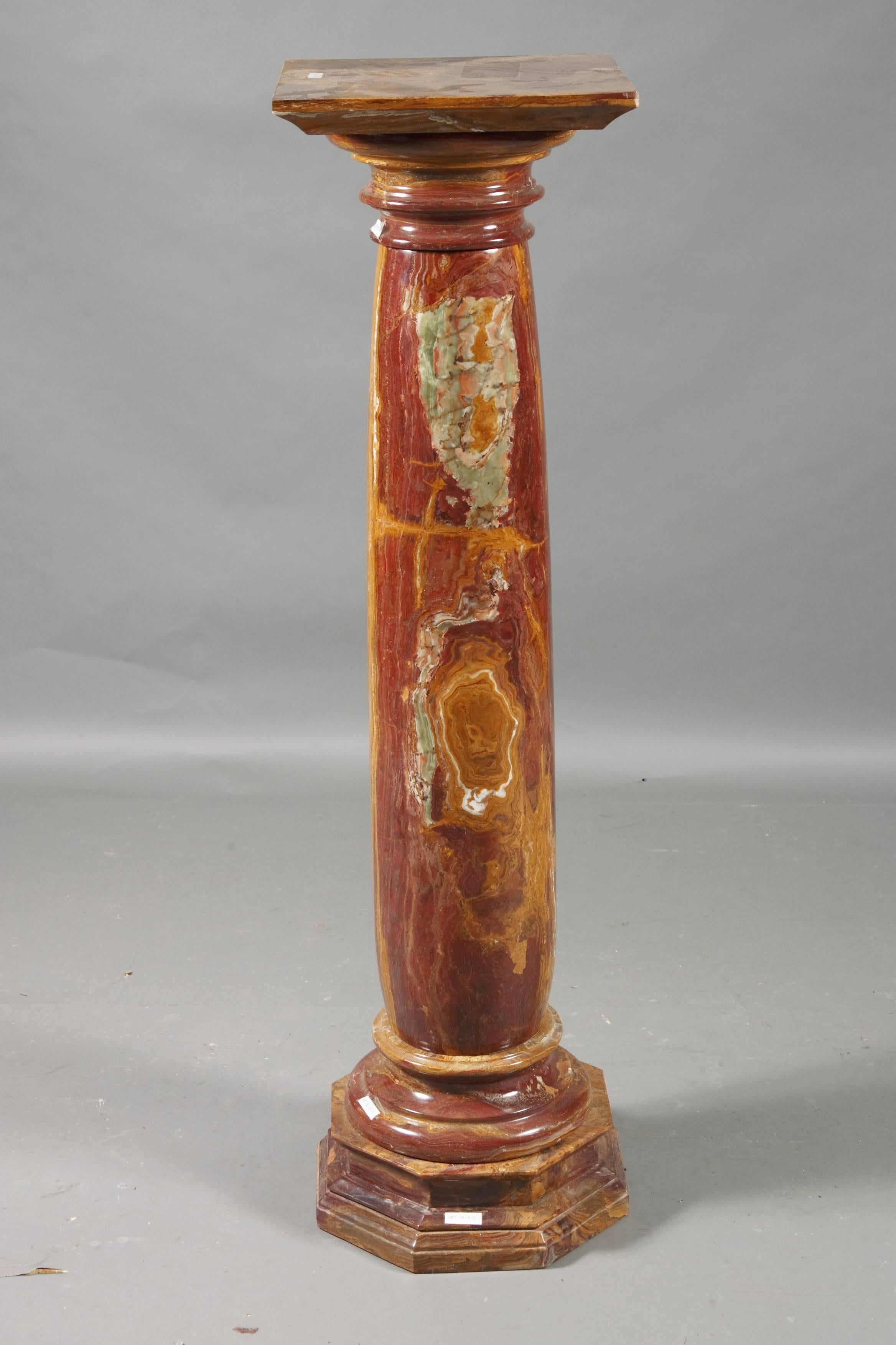 Special Marble Column in Biedermeier Style, Red Onyx Marble In Good Condition In Berlin, DE