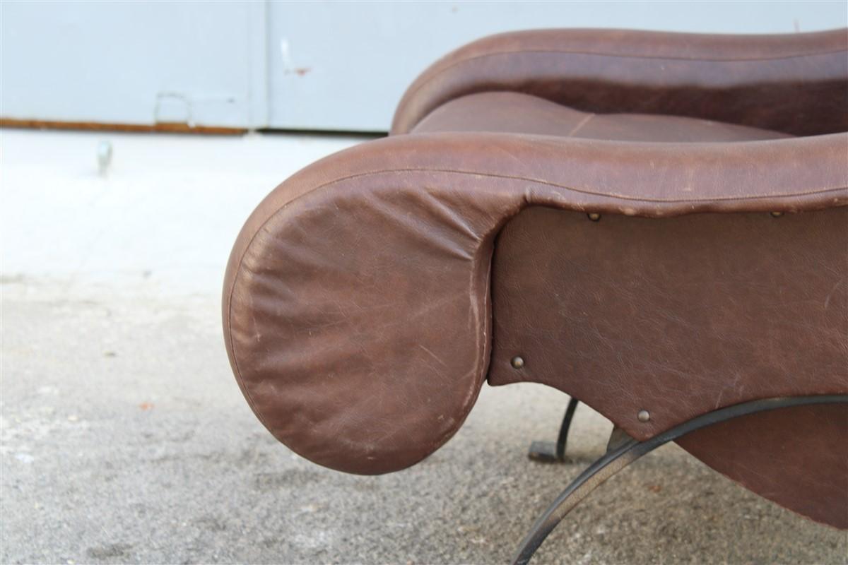 Mid-Century Modern Special Midcentury Italian Design Armchair Faux Leather 1950s Metal Foot For Sale