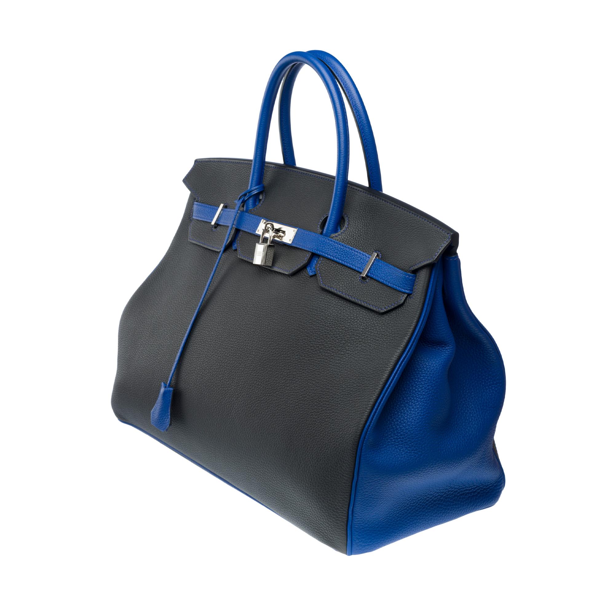 Special Order (HSS) Hermes Birkin 40 handbag in Black and Blue Togo leather, PHW For Sale 1