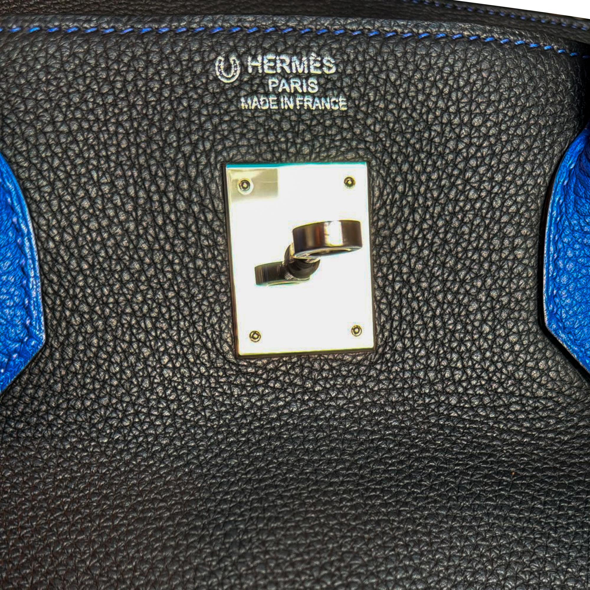 Special Order (HSS) Hermes Birkin 40 handbag in Black and Blue Togo leather, PHW For Sale 3