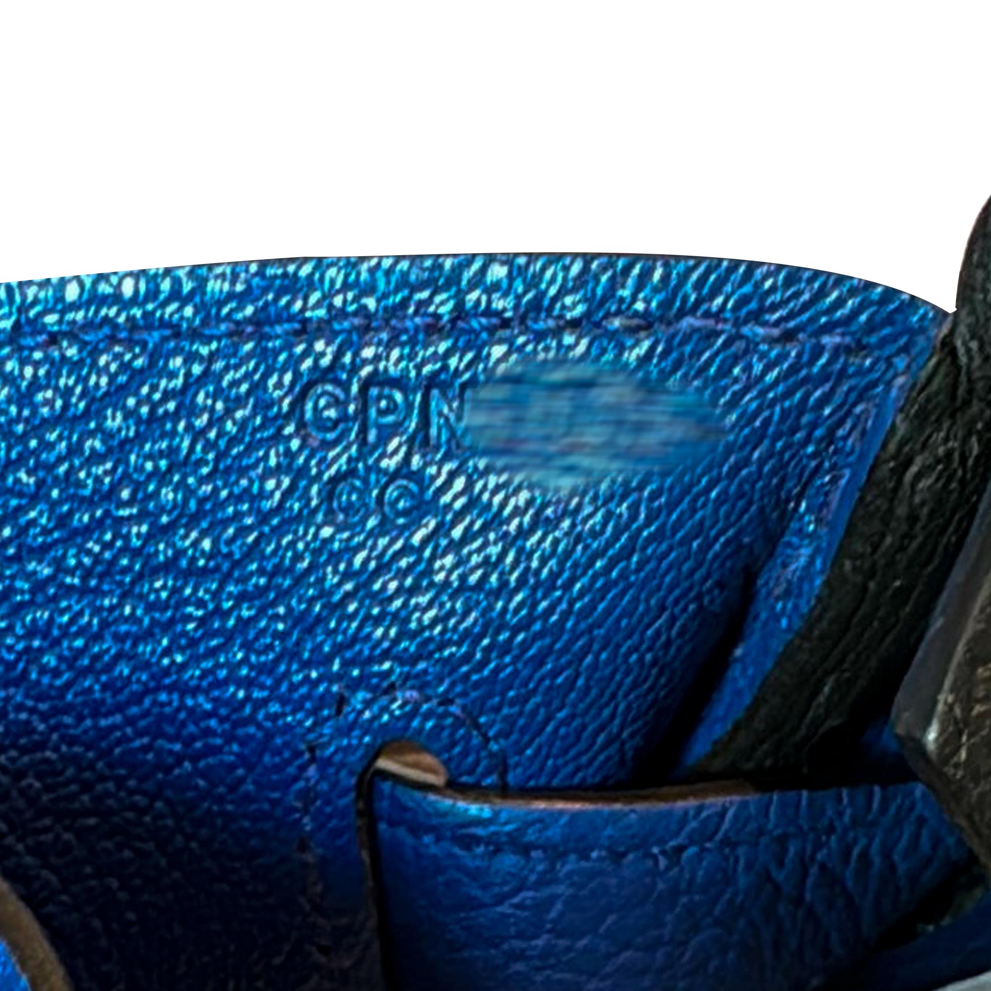 Special Order (HSS) Hermes Birkin 40 handbag in Black and Blue Togo leather, PHW For Sale 4