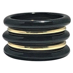 Special Order Set of Five Onyx and Gold Stacking Bands in Size 8 for Laura