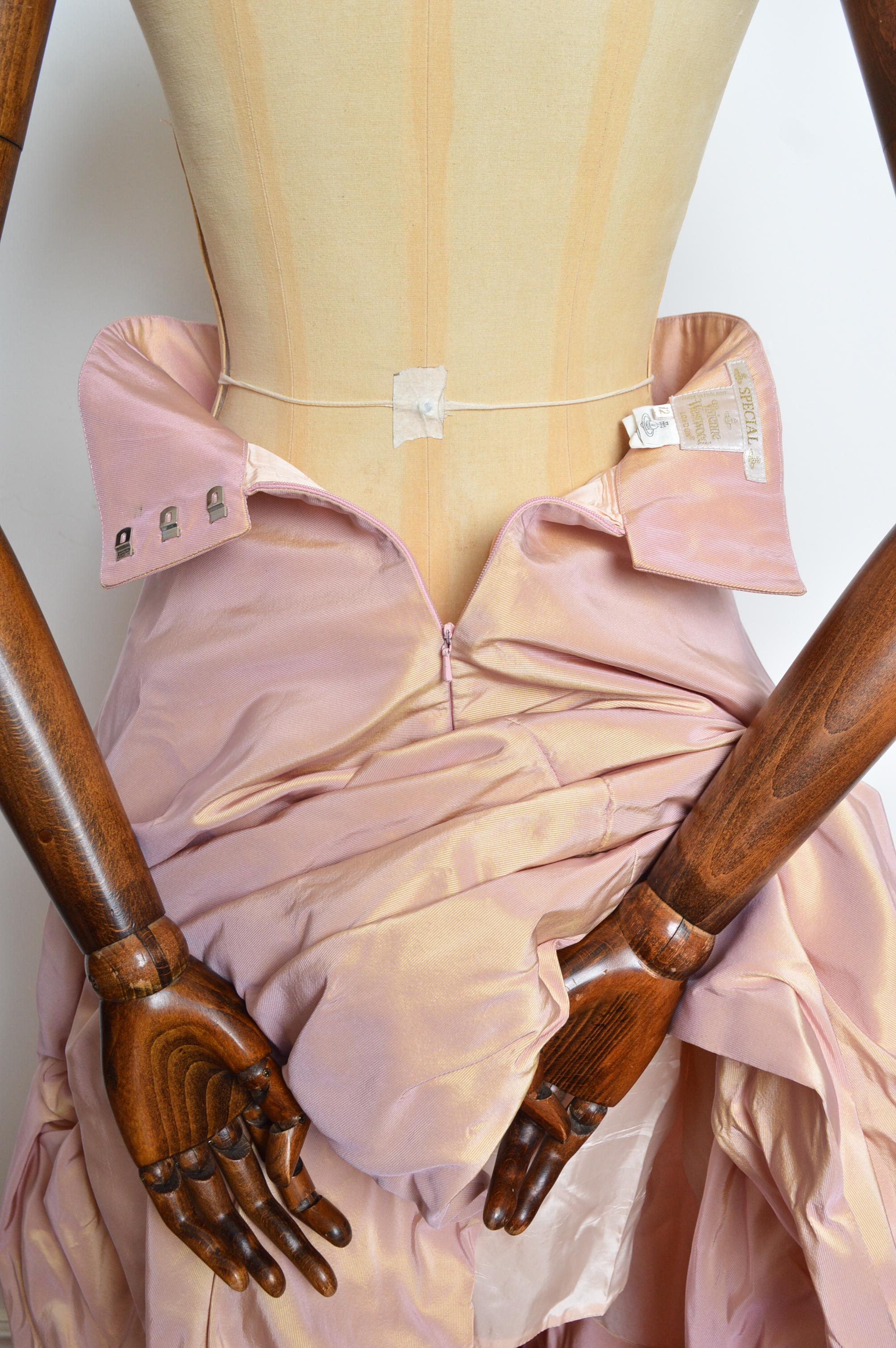 Special Order Vivienne Westwood Haute Couture Pink Taffeta Structured Skirt For Sale 7