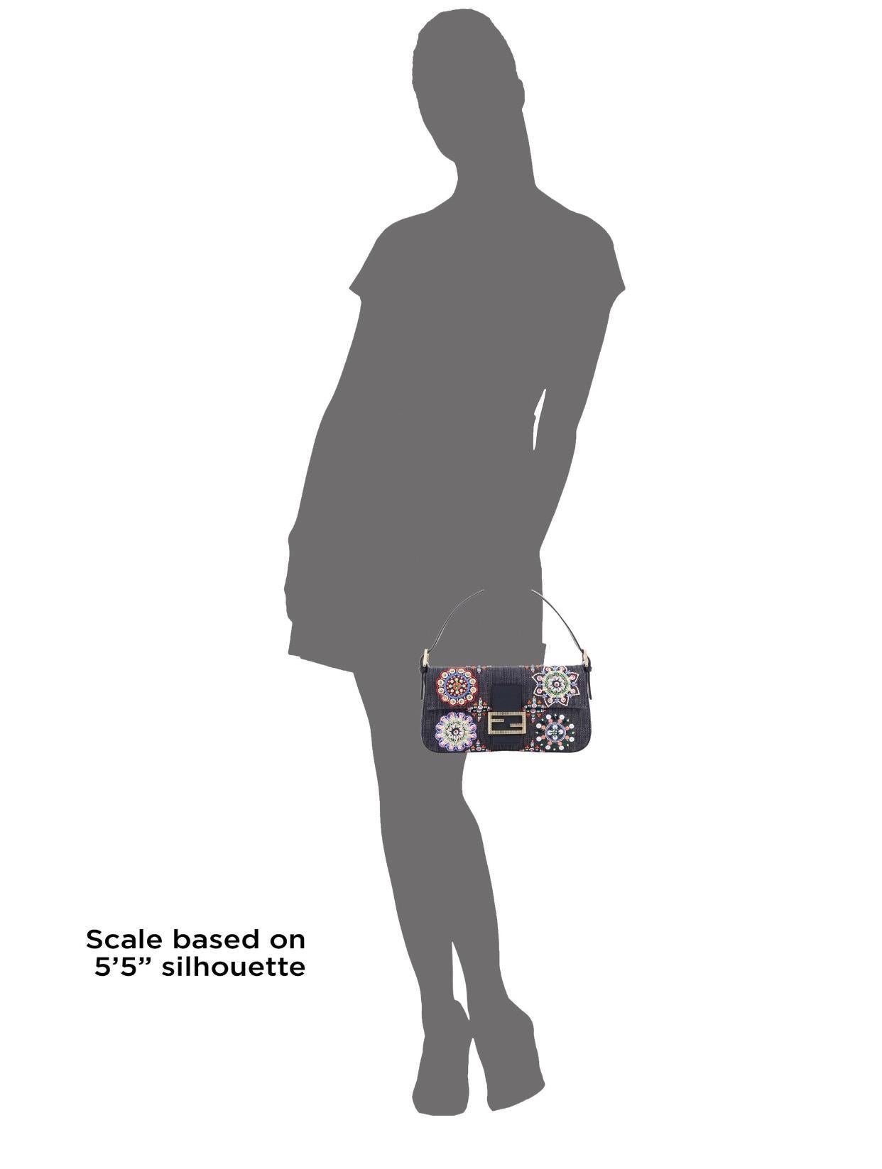 Special Piece - Fendi Embroidered Denim Sequin Baguette Handbag Flap Bag Clutch 7