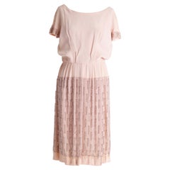 SPECIAL PRICE: 1960s Bernard Sagardoy light pink vintage dress with beaded skirt