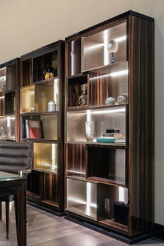 Estructura de estantería a precio especial Madera chapada en ébano Tira Led