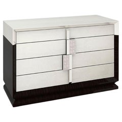 Special Price Chest of Drawers in Ebony Veneer and Metallic Trims