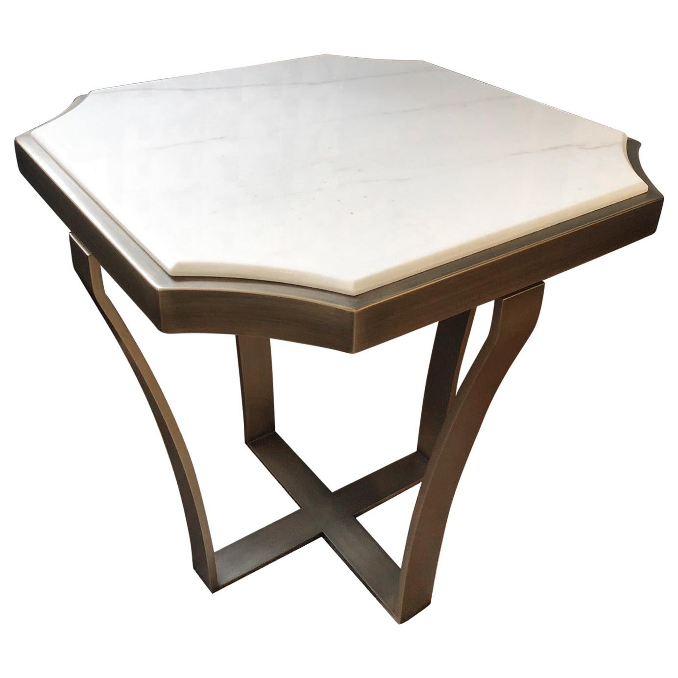 Special Price Display Coffe Table Metal Frame Distressed Paint Finish Top Marble