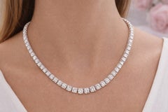 19,67 Karat runde natürliche Diamant Tennis Halskette 14K Weiß 16''