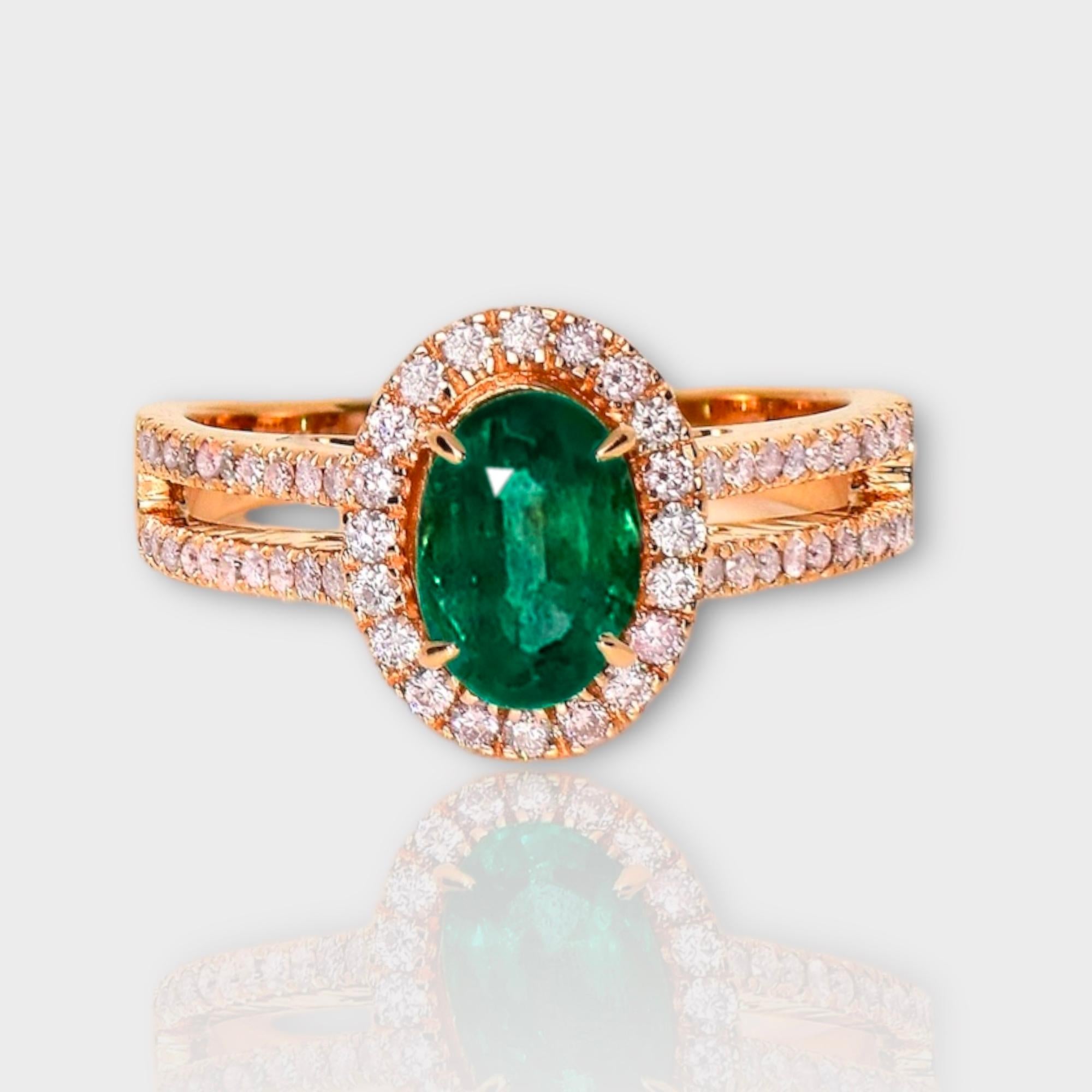 **Special Sale = Published 2 weeks**
*IGI 14K 1.25 Ct Natural Emerald&Pink Diamonds Antique Engagement Ring*

An IGI-certified natural intense bluish-green emerald weighing 1.25 ct set on a 14K rose gold double shank design band with natural pink