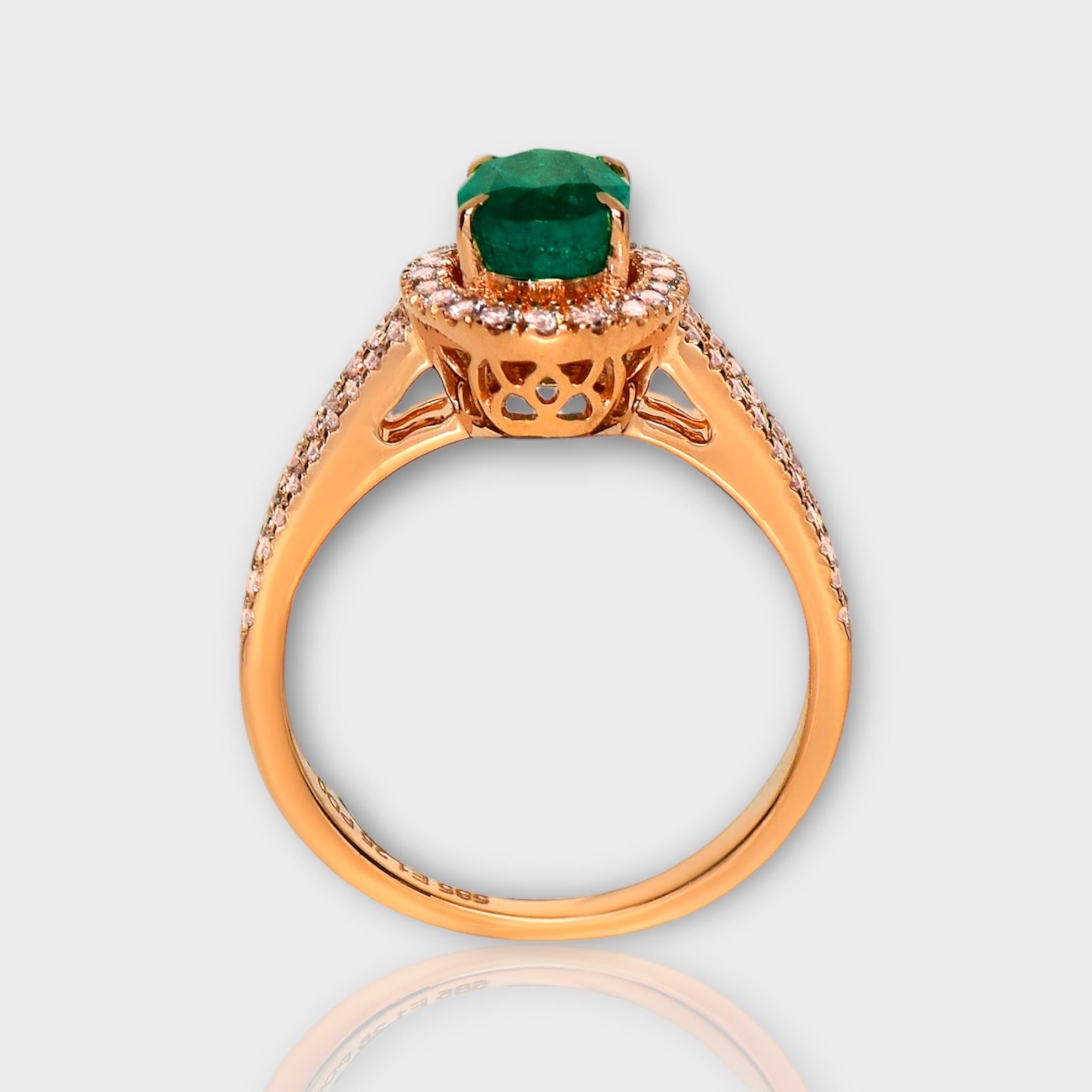 *Special Sale* IGI 14K 1.25 Ct Natural Emerald&Pink Diamonds Engagement Ring Neuf - En vente à Kaohsiung City, TW