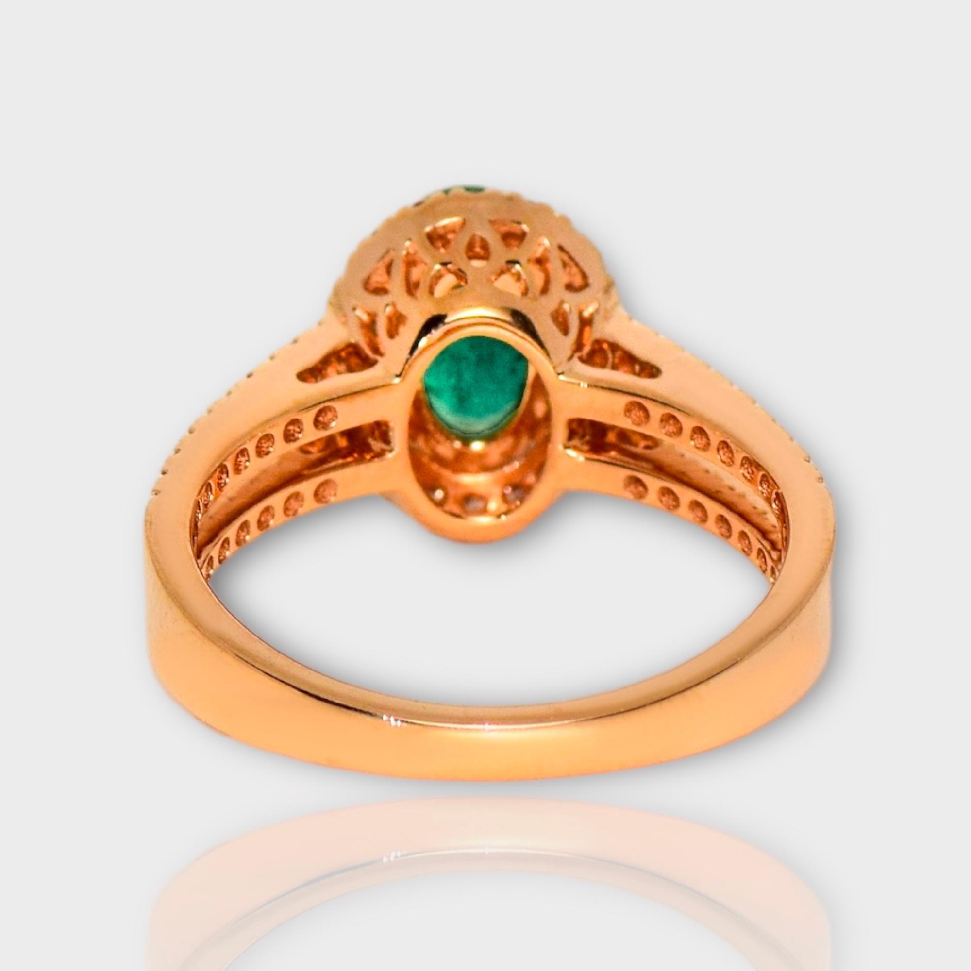 *Special Sale* IGI 14K 1.25 Ct Natural Emerald&Pink Diamonds Engagement Ring en vente 1