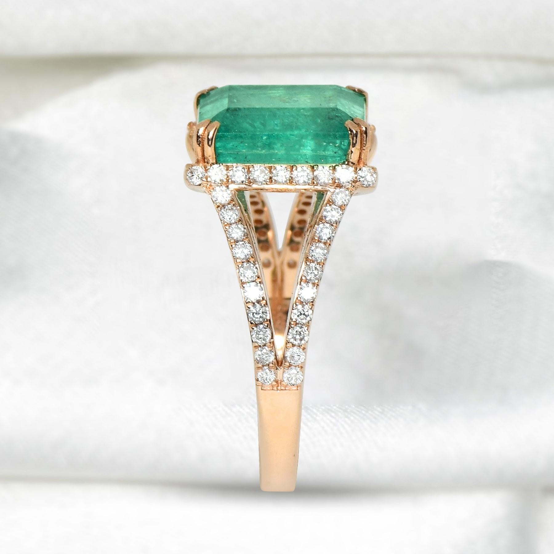 *Special Sale* IGI 14K 3.50 Ct Natural Emerald&Diamonds Antique Engagement Ring Neuf - En vente à Kaohsiung City, TW