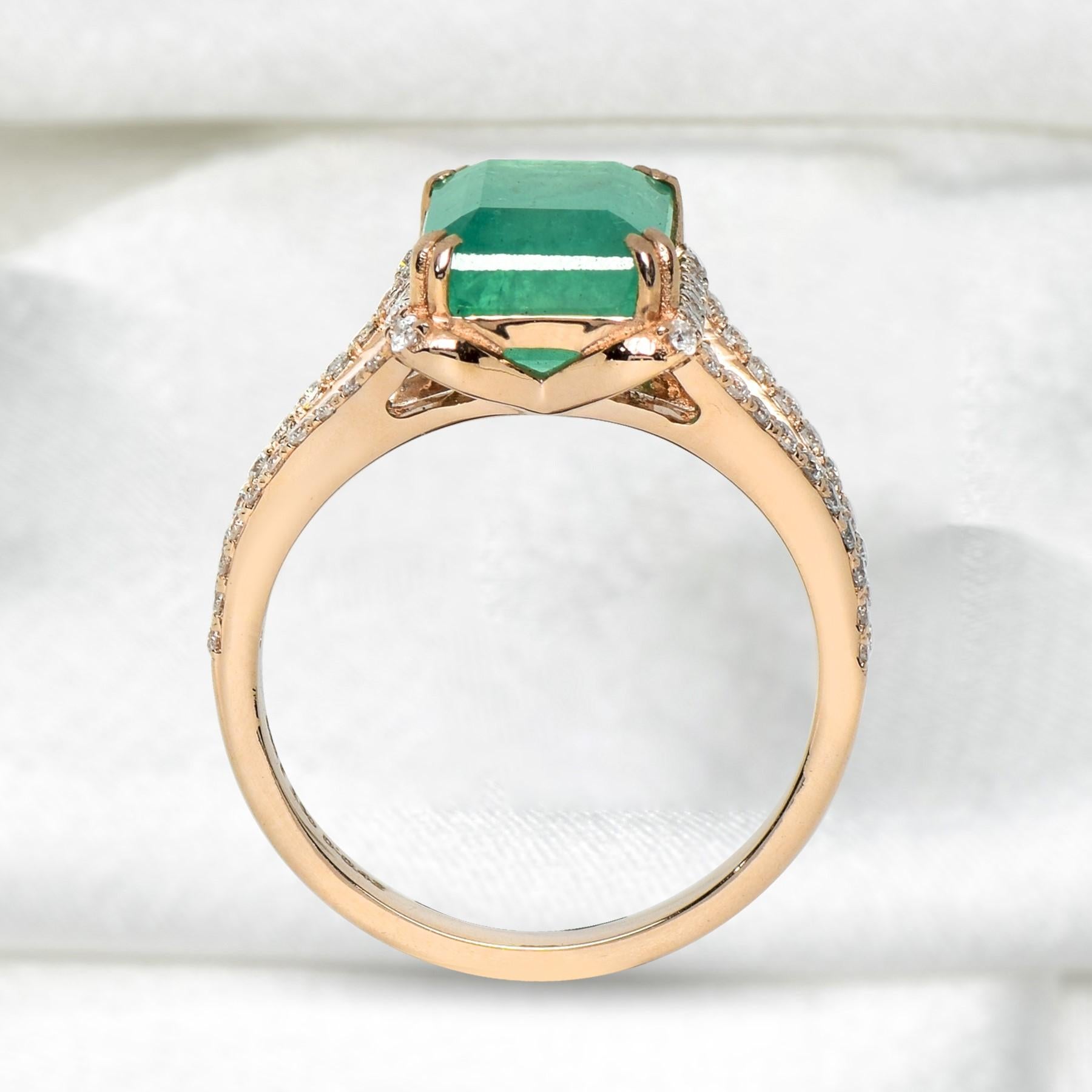 *Special Sale* IGI 14K 3.50 Ct Natural Emerald&Diamonds Antique Engagement Ring Pour femmes en vente