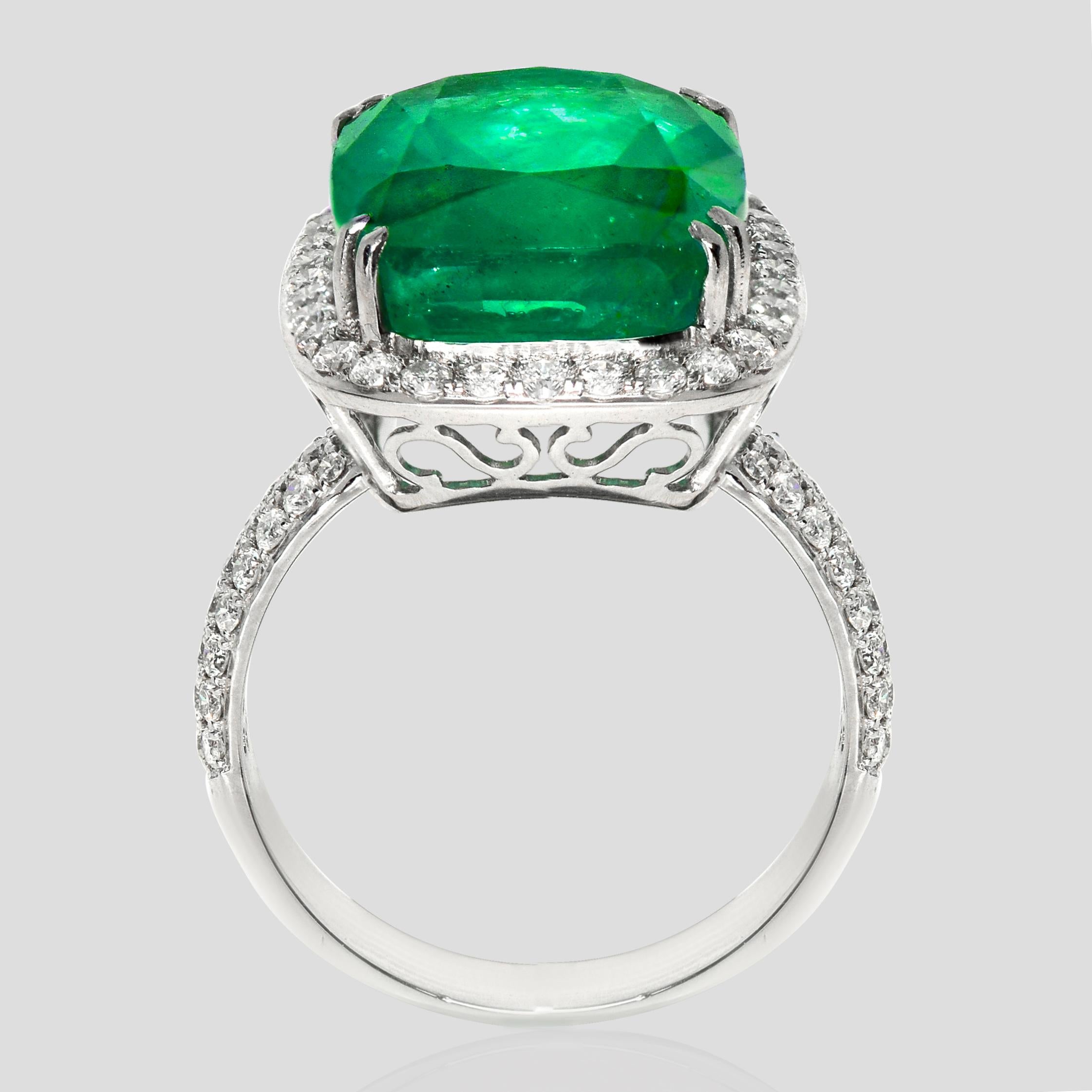 *Special Sale* IGI 14K 9.40 Ct Natural Emerald&Diamonds Antique Engagement Ring Neuf - En vente à Kaohsiung City, TW