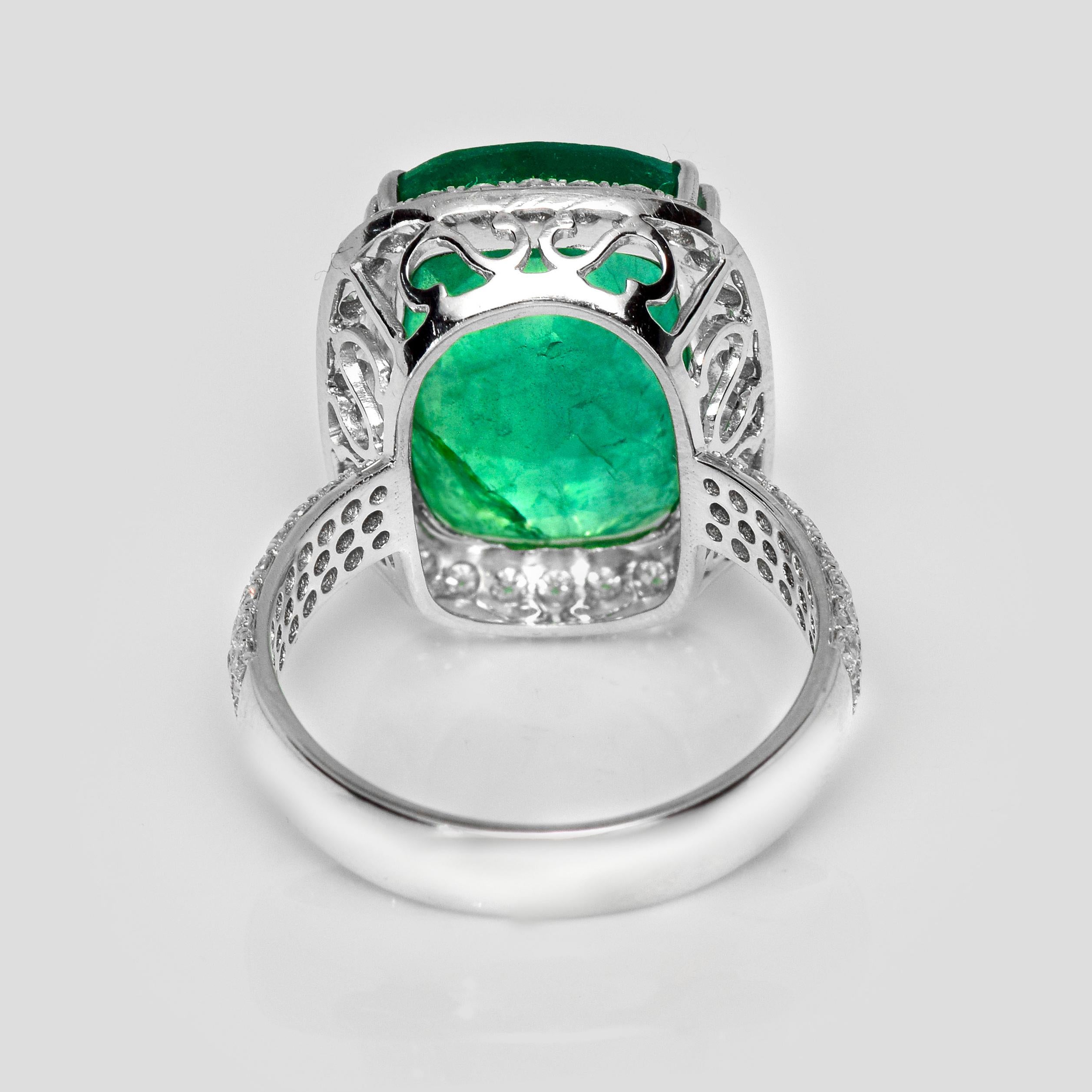 *Special Sale* IGI 14K 9.40 Ct Natural Emerald&Diamonds Antique Engagement Ring en vente 1