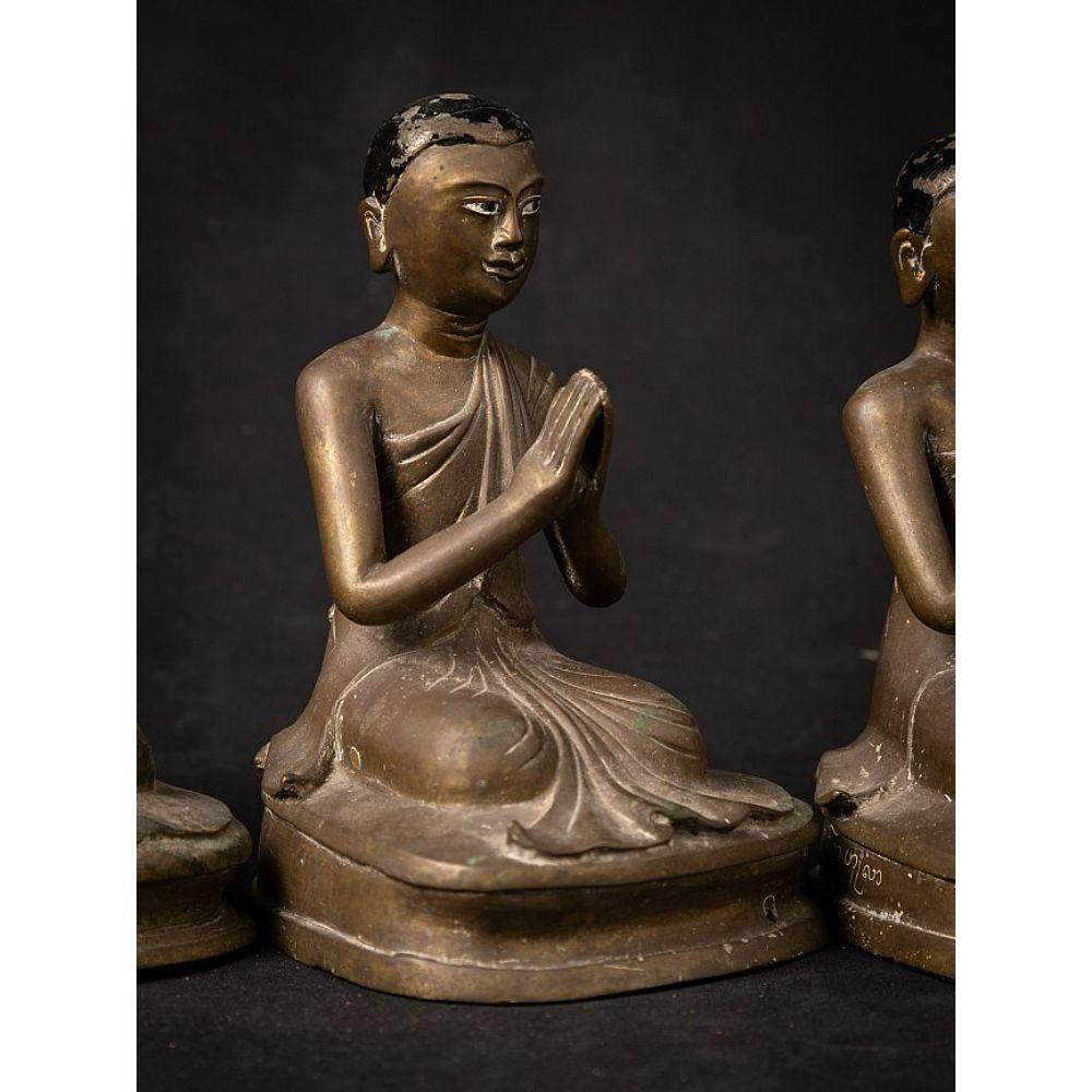 Special Set of 8 Bronze Monk Statues from Burma For Sale 5