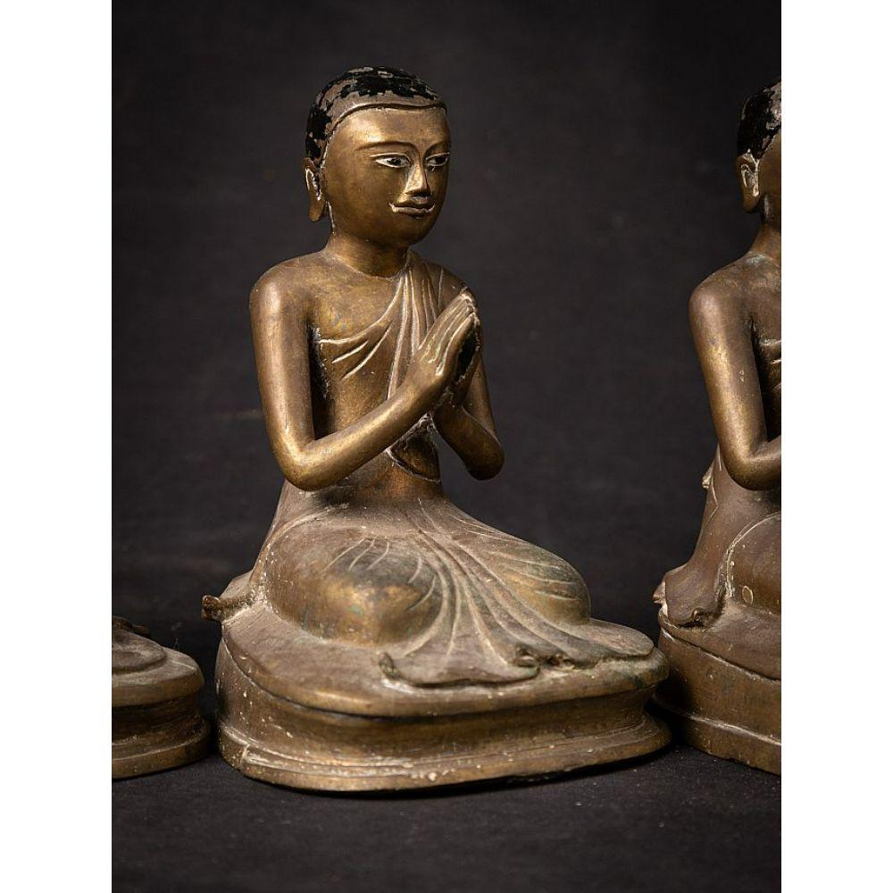 Special Set of 8 Bronze Monk Statues from Burma For Sale 7