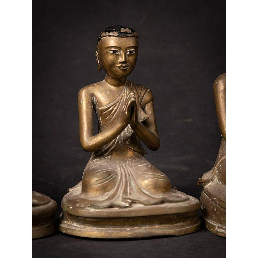 Special Set of 8 Bronze Monk Statues from Burma For Sale 8