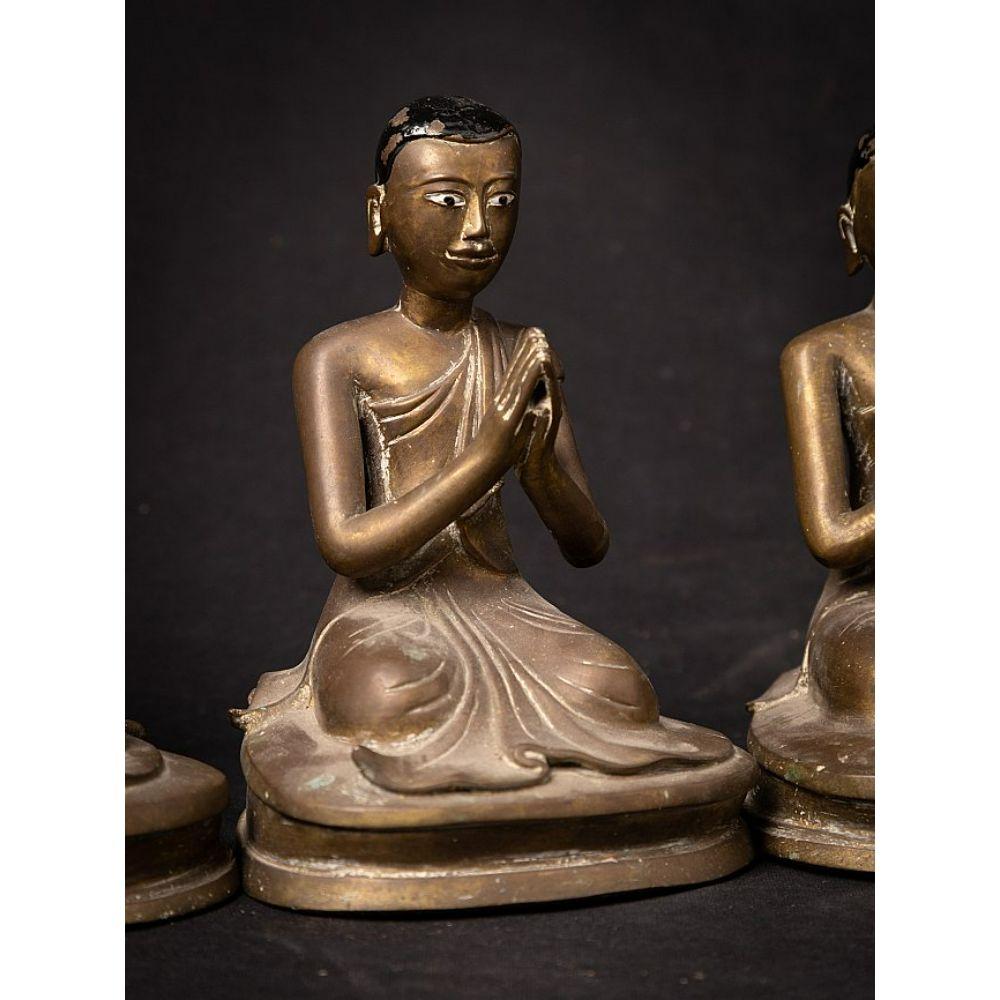 Special Set of 8 Bronze Monk Statues from Burma For Sale 9