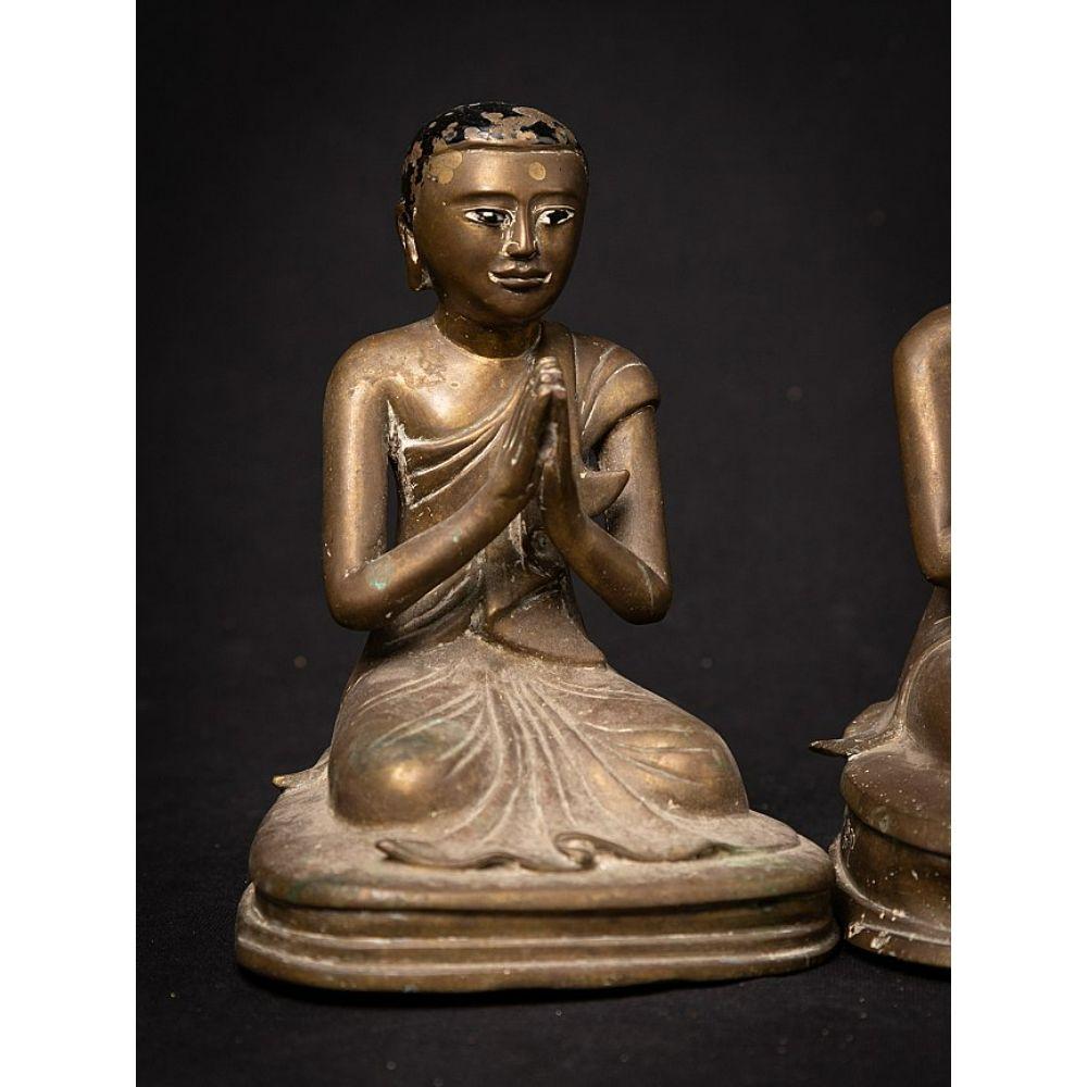Special Set of 8 Bronze Monk Statues from Burma For Sale 10