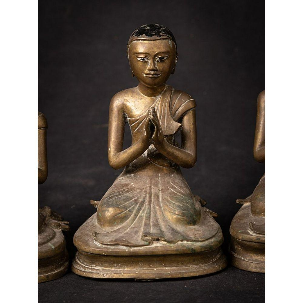 Special Set of 8 Bronze Monk Statues from Burma For Sale 14