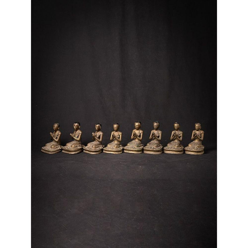 Special Set of 8 Bronze Monk Statues from Burma In Good Condition For Sale In DEVENTER, NL