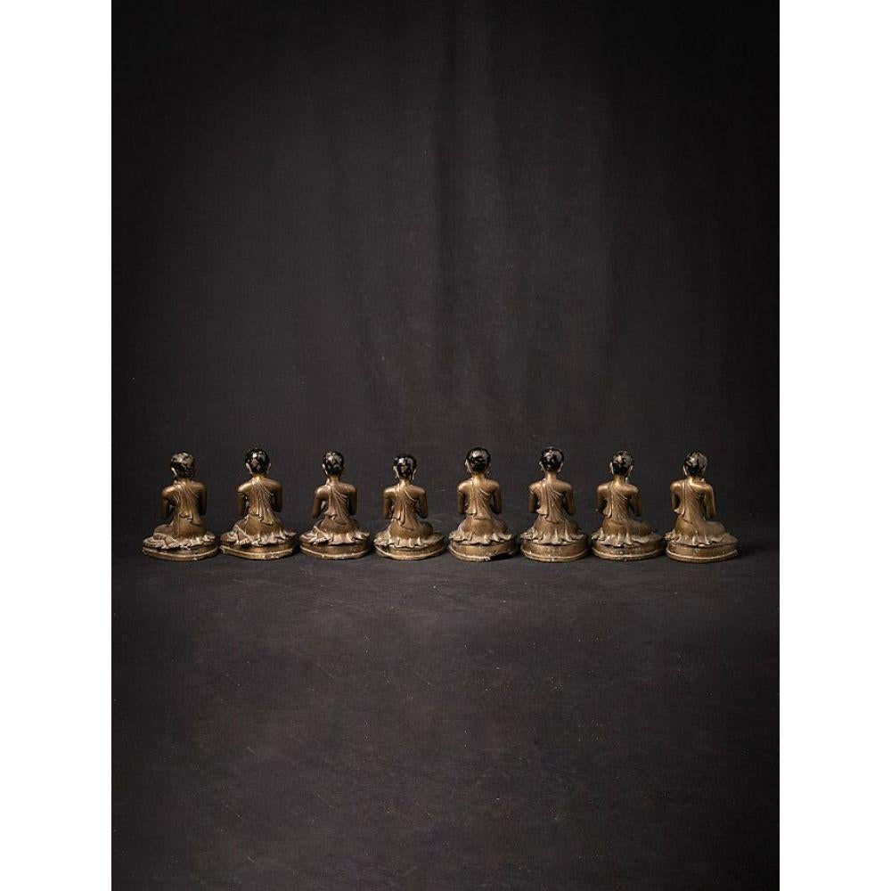Special Set of 8 Bronze Monk Statues from Burma For Sale 1