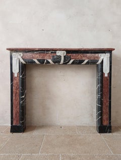 Special Three-Color Marble Art Deco Fireplace