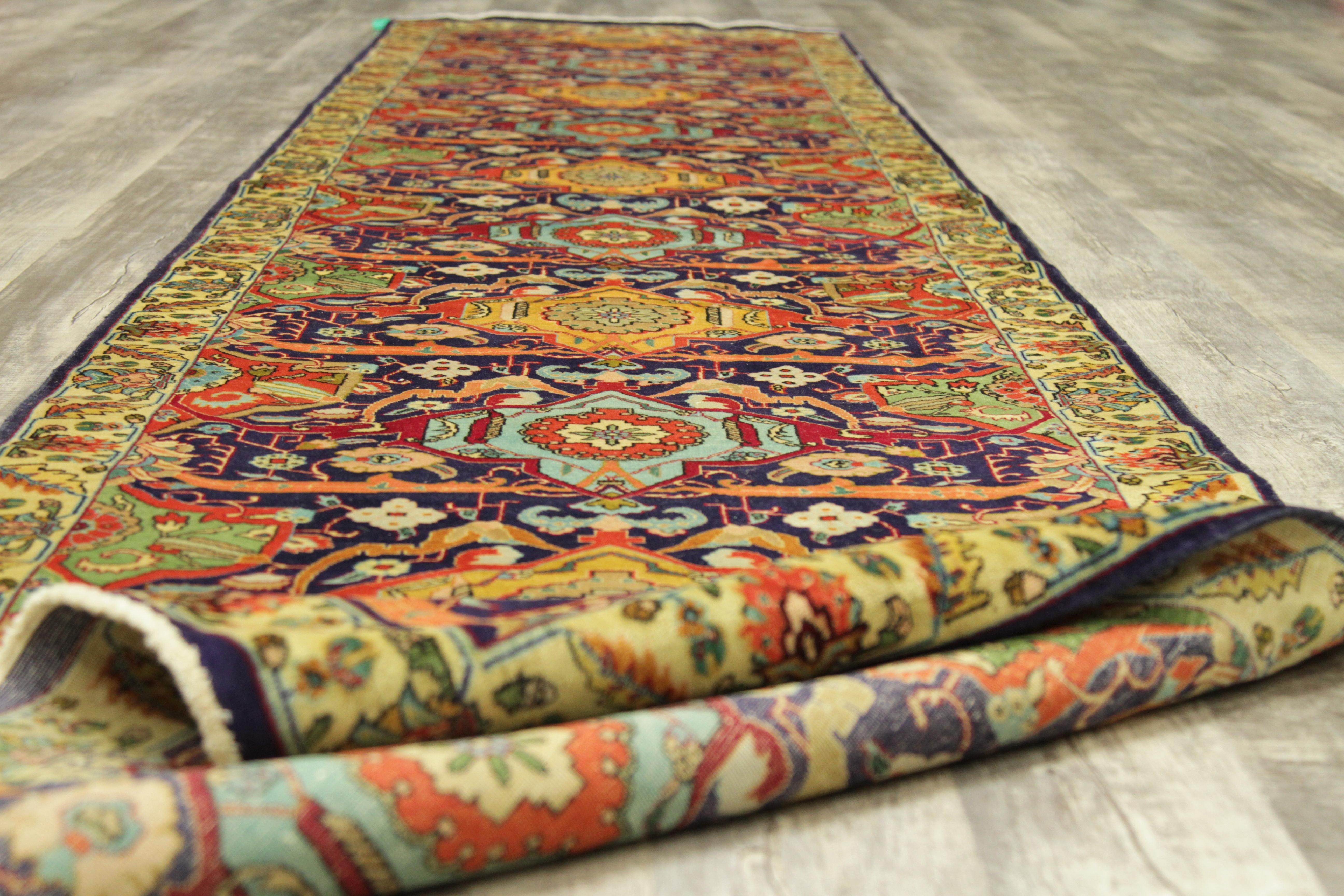 Special Twin Antique Persian Rug in Ornate Tabriz Design, circa 1950s For Sale 7