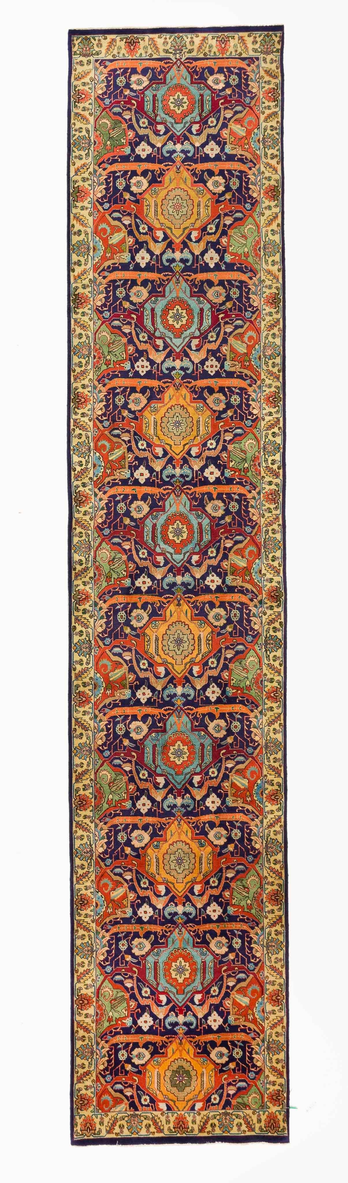 Special Twin Antique Persian Rug in Ornate Tabriz Design, circa 1950s In Excellent Condition For Sale In Dallas, TX