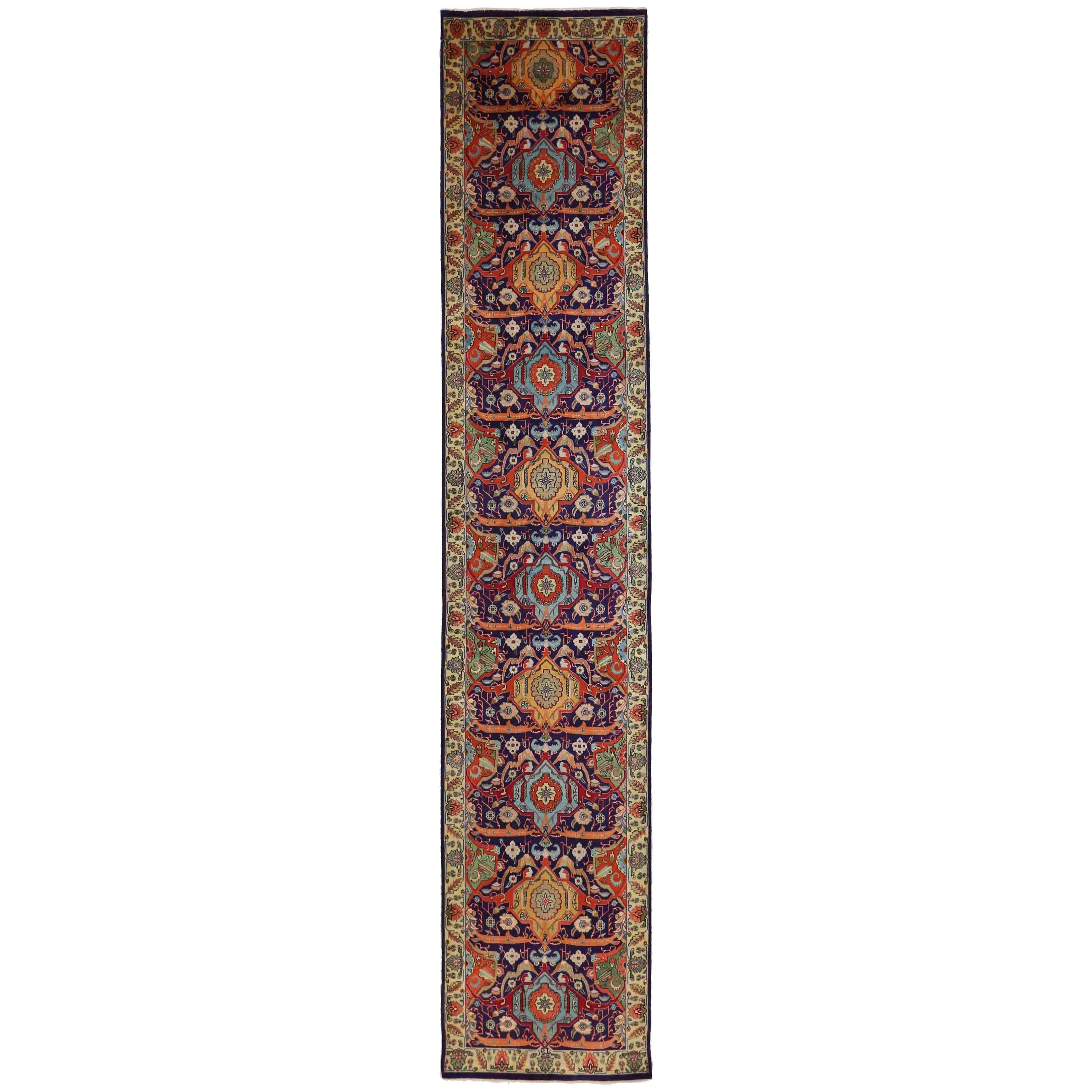 Special Twin Antique Persian Rug in Ornate Tabriz Design, circa 1950s