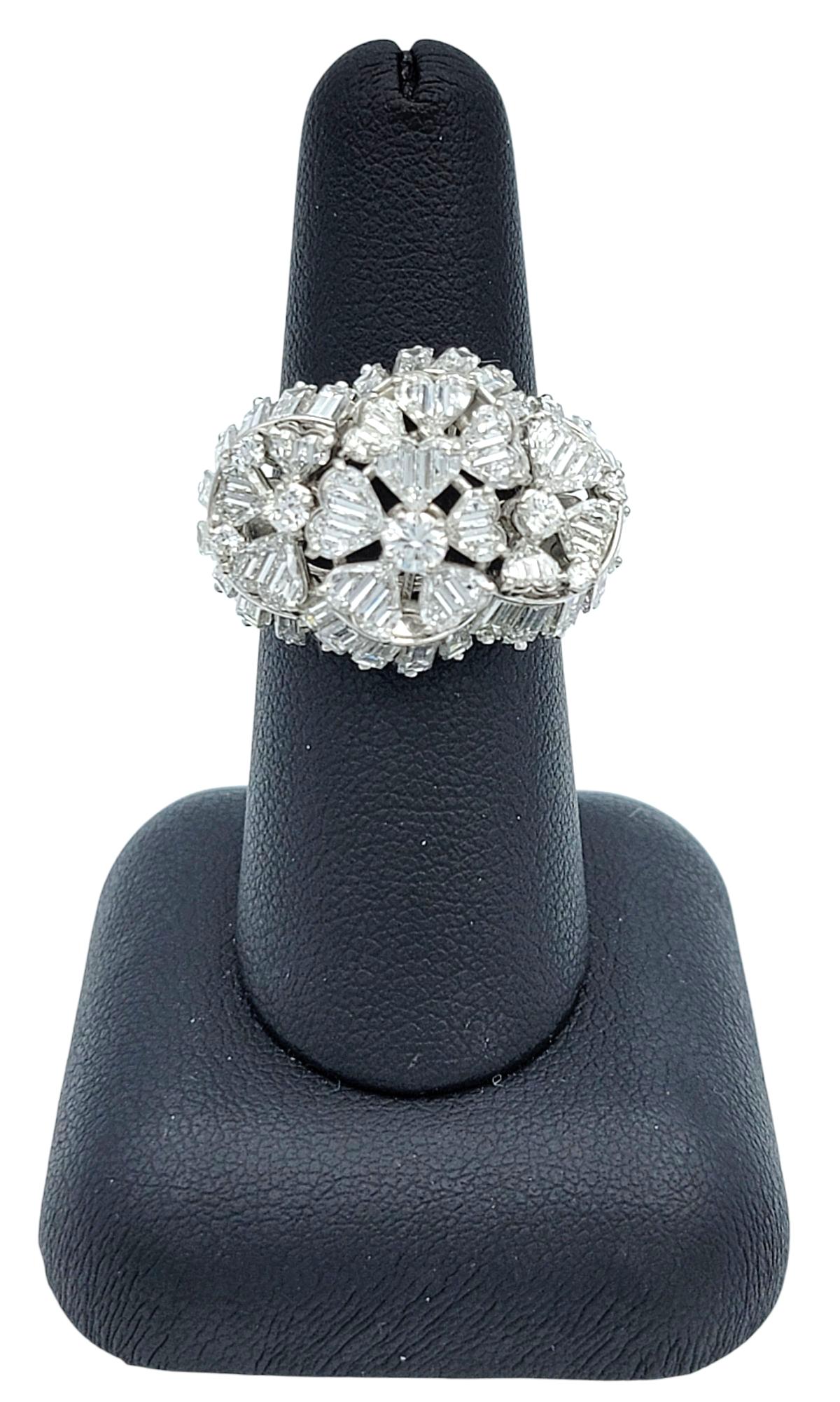 Specialty Cut Heart, Baguette, & Round Diamond Cluster Cocktail Ring in Platinum For Sale 5