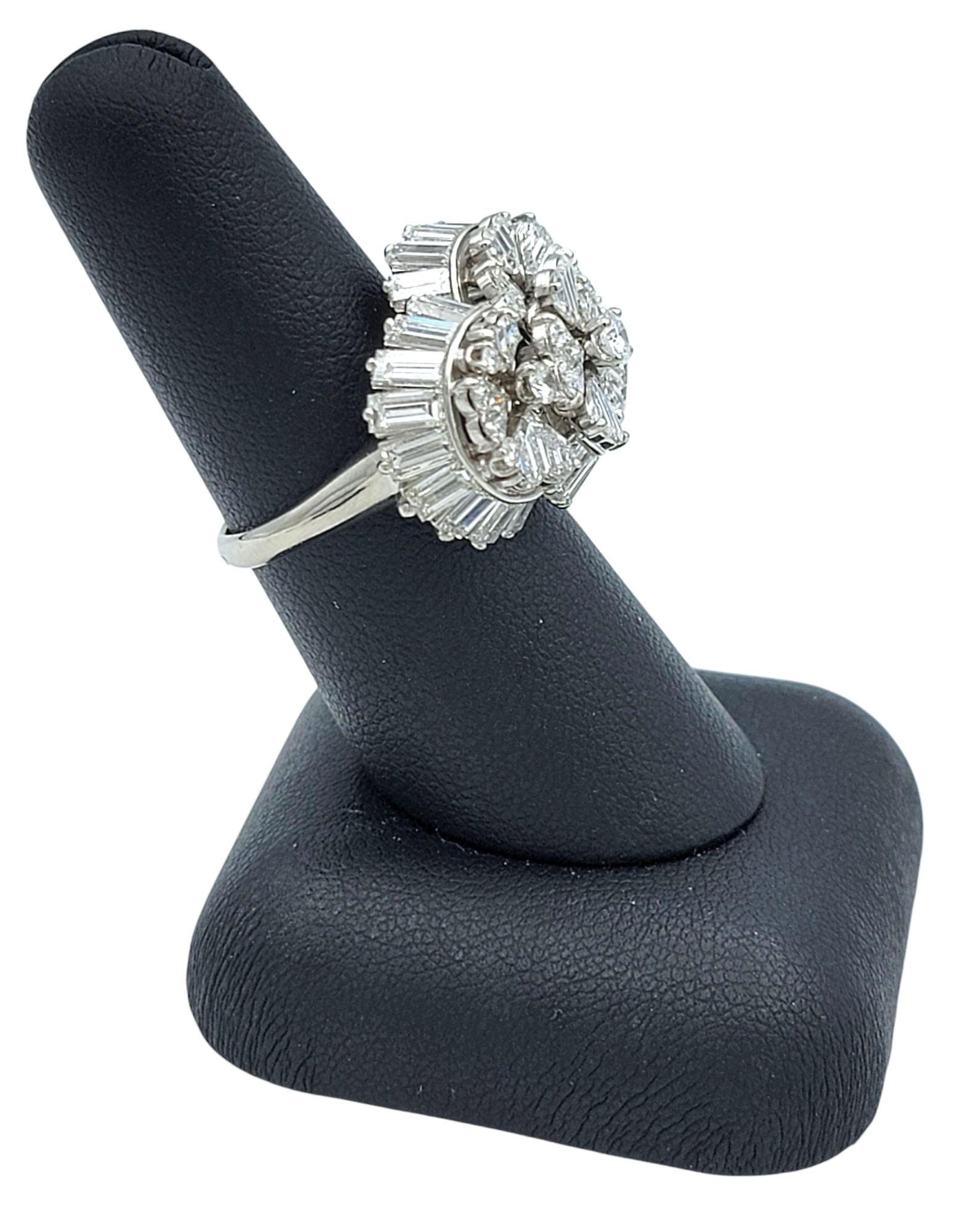 Specialty Cut Heart, Baguette, & Round Diamond Cluster Cocktail Ring in Platinum For Sale 6