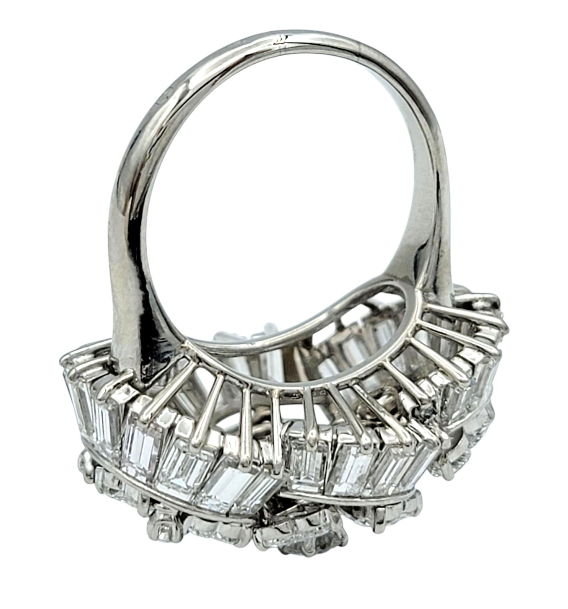 Specialty Cut Heart, Baguette, & Round Diamond Cluster Cocktail Ring in Platinum For Sale 2
