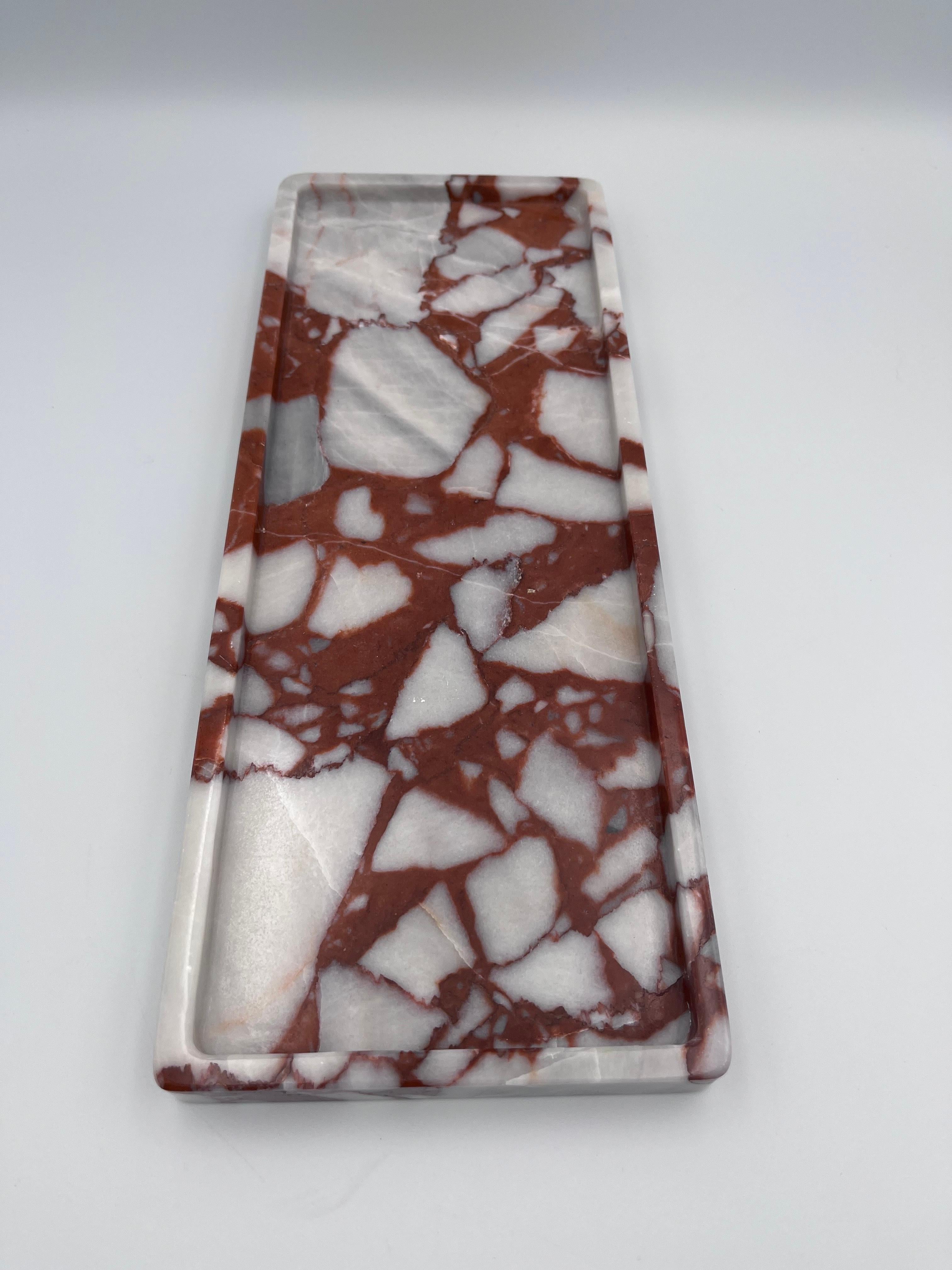 Specimen Calcutta Red Marble Rectangular Dresser Tray,  Vide Poche, or Coin Dish In Excellent Condition For Sale In Red Lion, PA