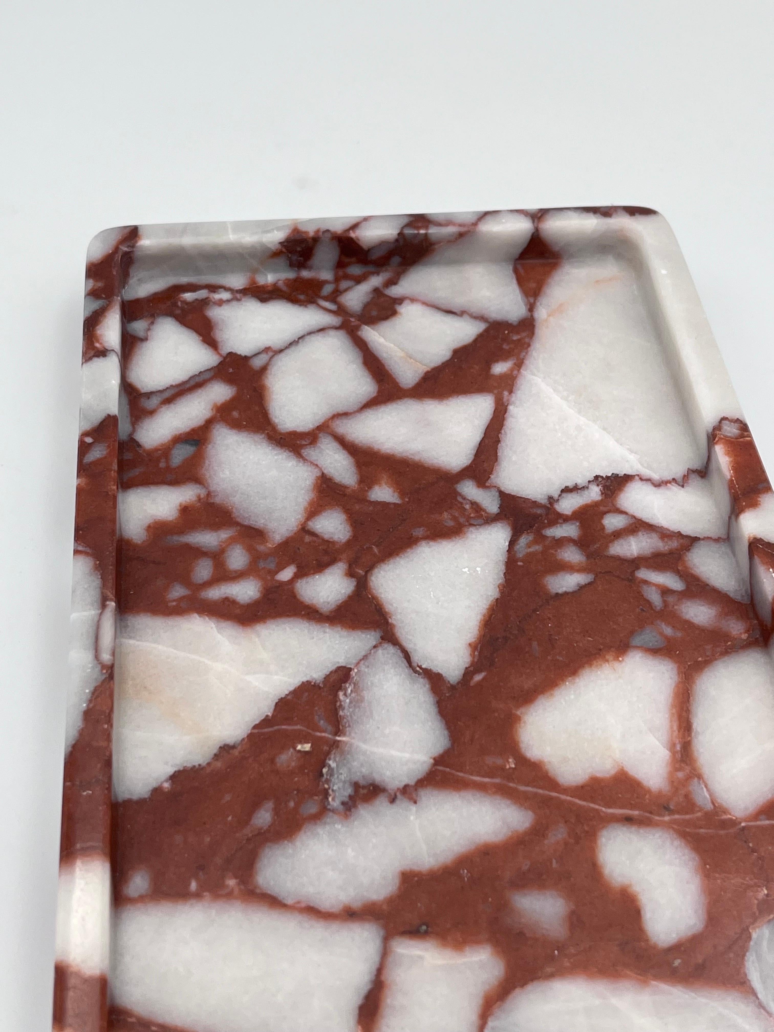 Specimen Calcutta Red Marble Rectangular Dresser Tray,  Vide Poche, or Coin Dish For Sale 1