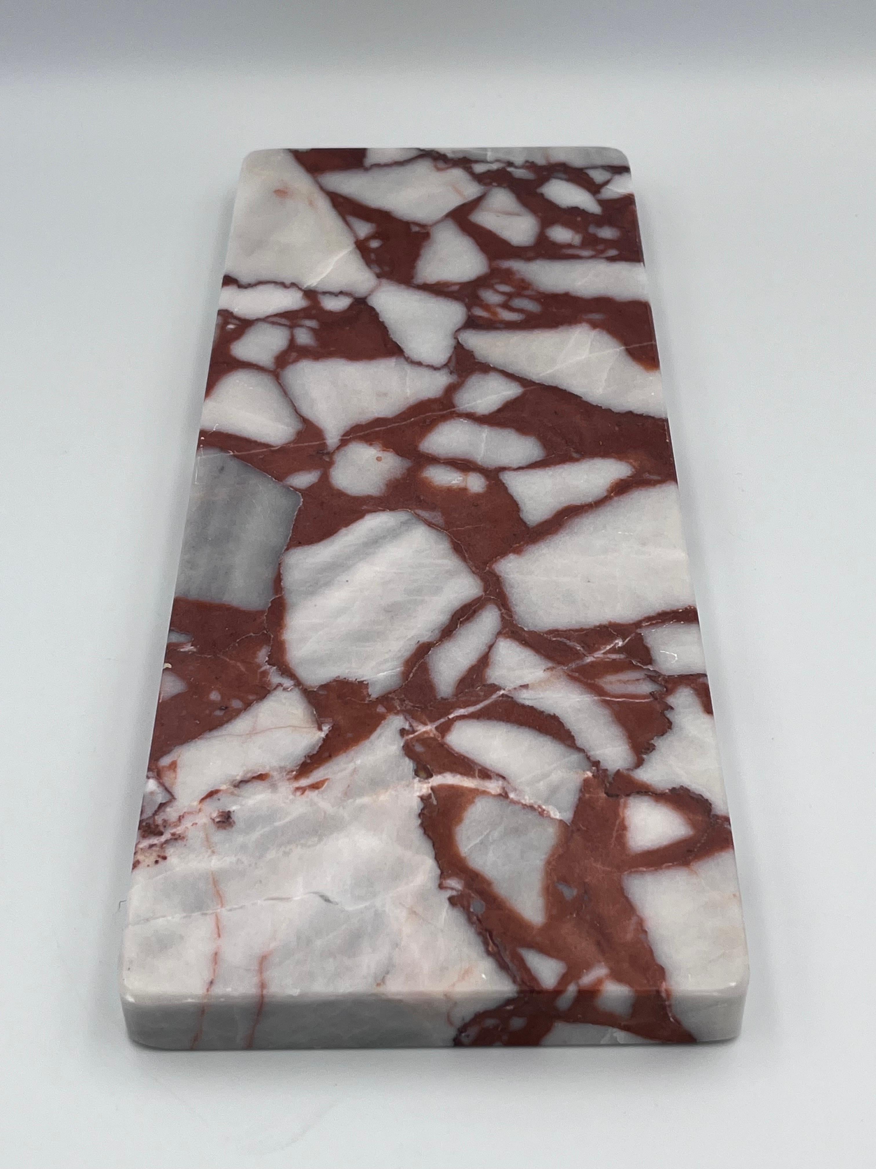 Specimen Calcutta Red Marble Rectangular Dresser Tray,  Vide Poche, or Coin Dish For Sale 3