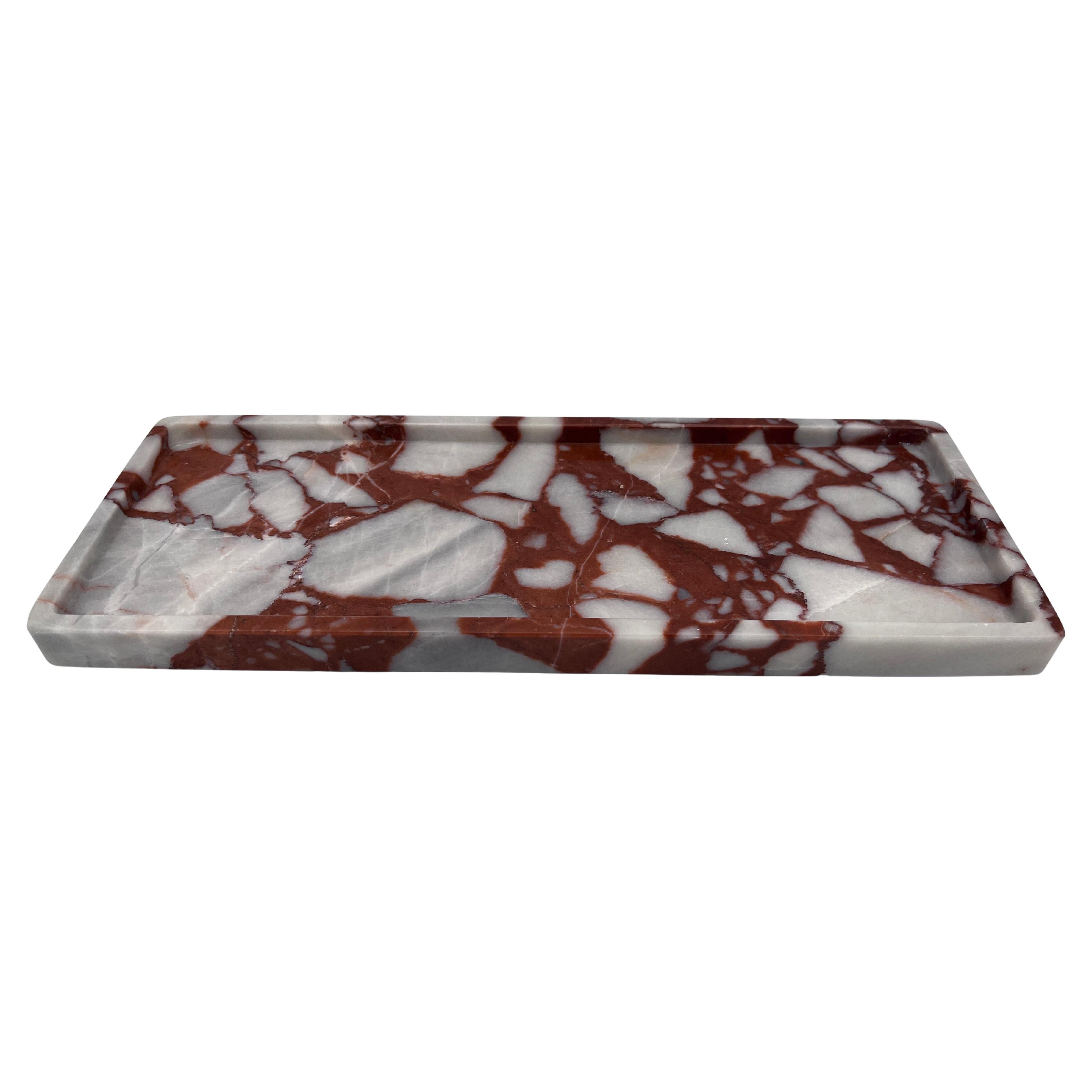 Specimen Calcutta Red Marble Rectangular Dresser Tray,  Vide Poche, or Coin Dish For Sale