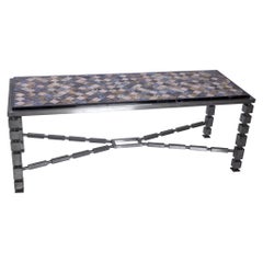 Specimen Marble Cocktail Table with a Custom Iron Base