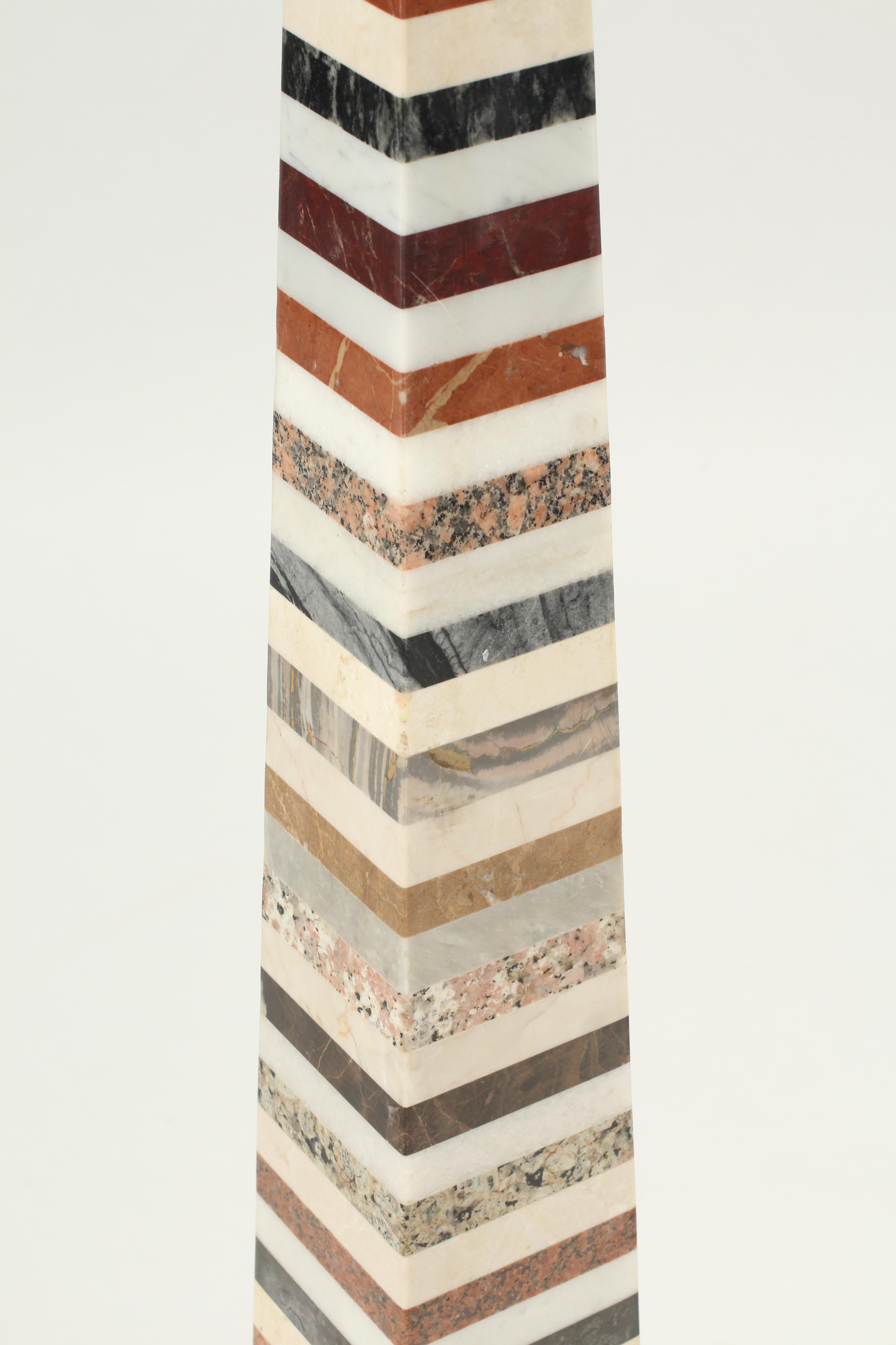 Specimen Marble Obelisks, Grand Tour Style In Good Condition For Sale In El Monte, CA