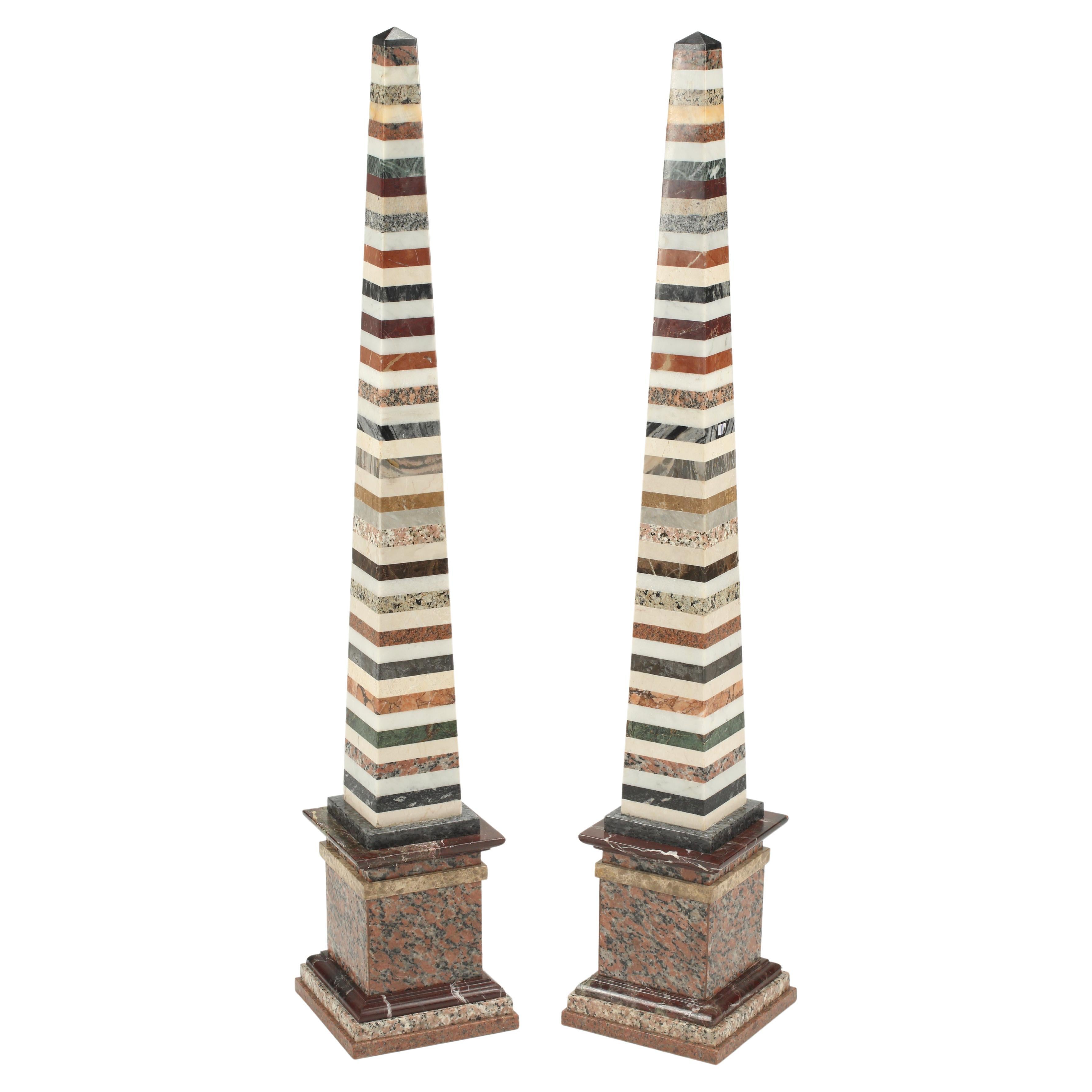 Specimen Marble Obelisks, Grand Tour Style For Sale