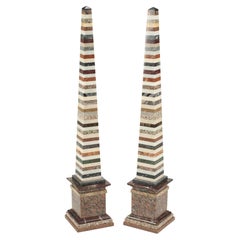 Vintage Specimen Marble Obelisks, Grand Tour Style